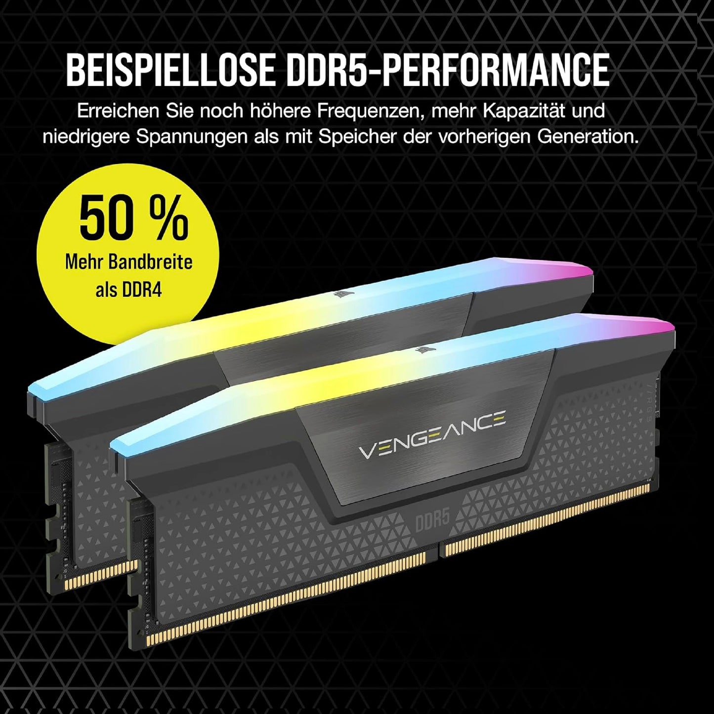 CORSAIR VENGEANCE RGB DDR5 RAM 32GB (2x16GB) Up to 6000MHz CL36-44-44-96 1.35V AMD EXPO Intel XMP 3.0 Desktop Memory - Gray (CMH32GX5M2E6000Z36)