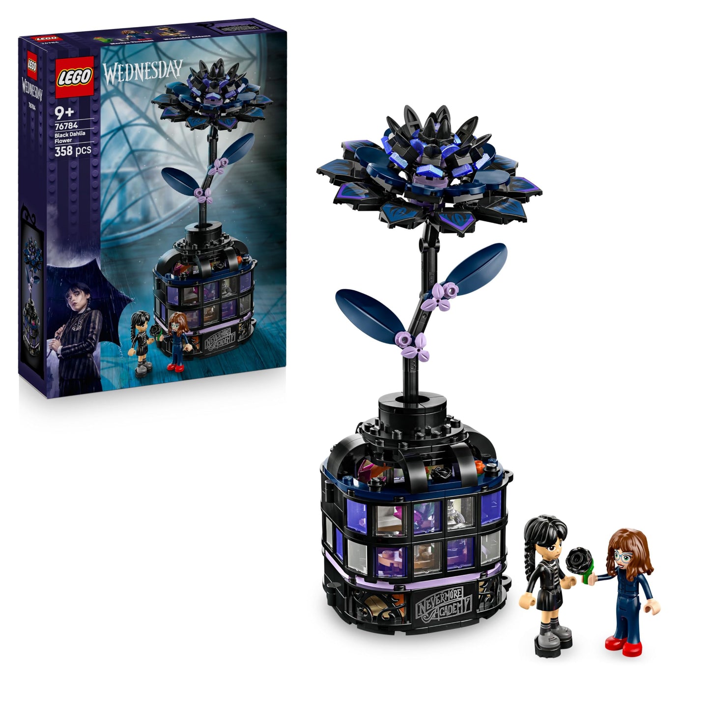 LEGO Wednesday Black Dahlia toy - playset for building and displaying with 2 minifigures and accessories - model building - children's gift for girls, boys and fans of the TV series from 9 years old - 76784