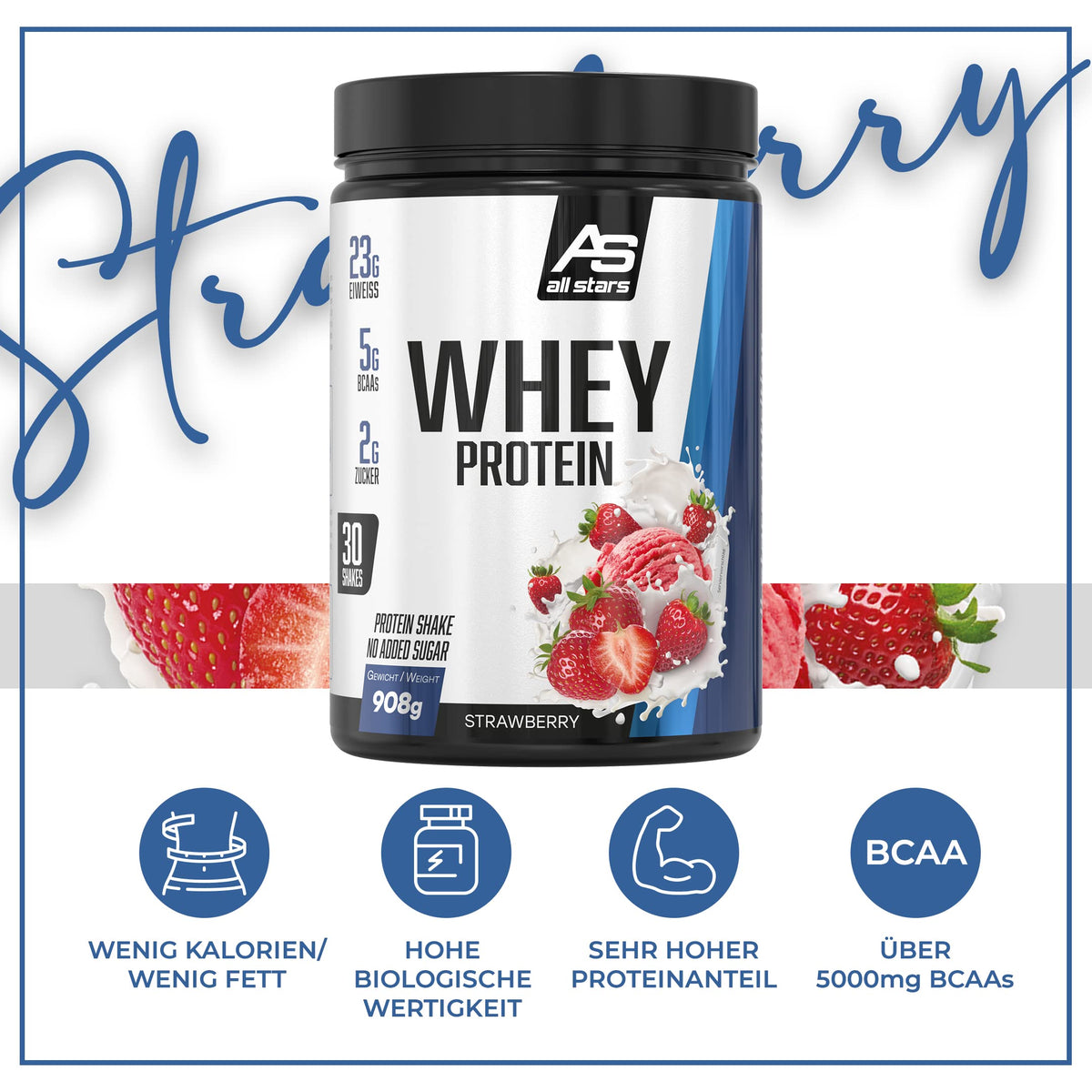 ALL STARS 100% Whey Protein Pulver 908g Căpșună - 1272