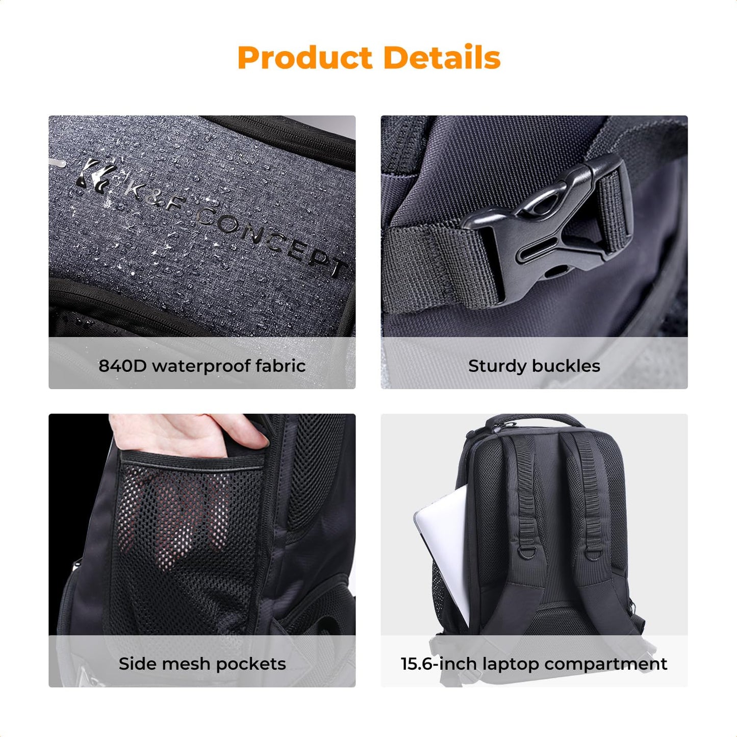K&F CONCEPT camera backpack waterproof photo backpack for Canon Nikon Sony SLR cameras, drone, lens, laptop, tripod and accessories - KF13.164