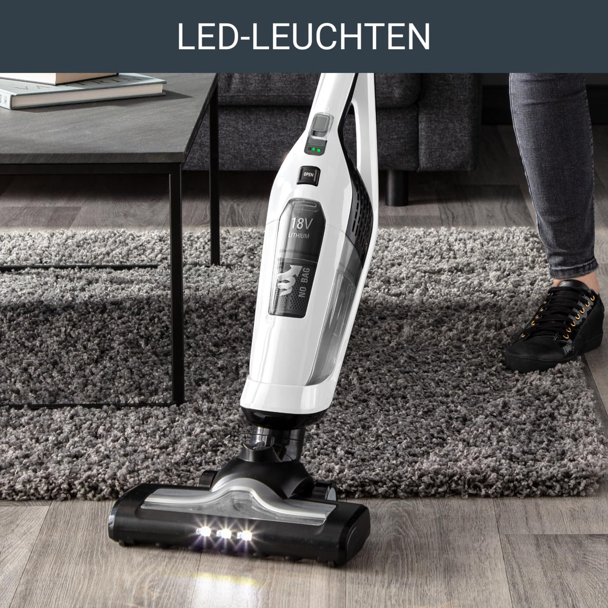 Rowenta RH6737 Dual Force 2-in-1 cordless vacuum cleaner, integrated handheld vacuum, foldable handle, very lightweight – only 2.5 kg, LED lighting, white, 45 min