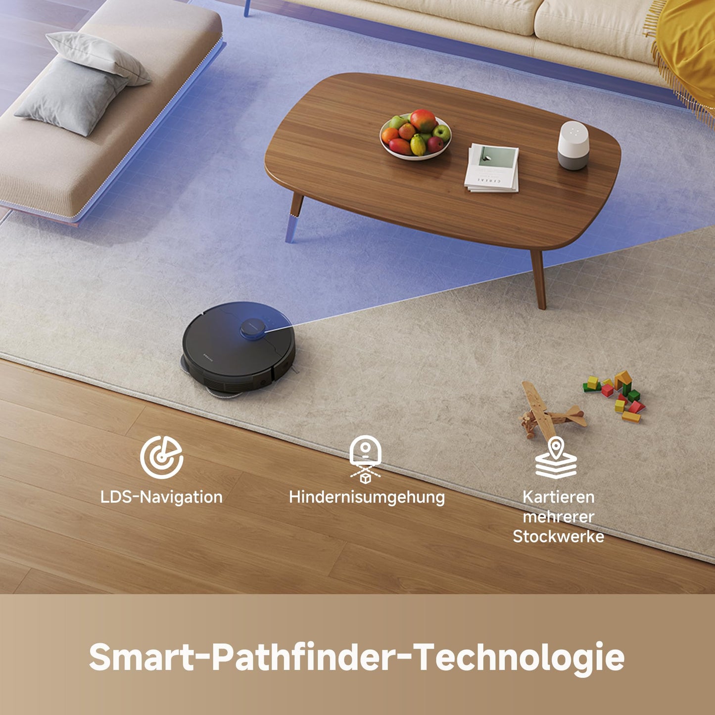 DREAME L10s Pro Gen3, intelligent vacuum and mopping robot, Vormax suction power with 13,000 Pa, DuoScrub mopping system, automatic mop lifting by 7 mm, powerful carpet cleaning, 5,200 mAh battery, black - RLL42SDA