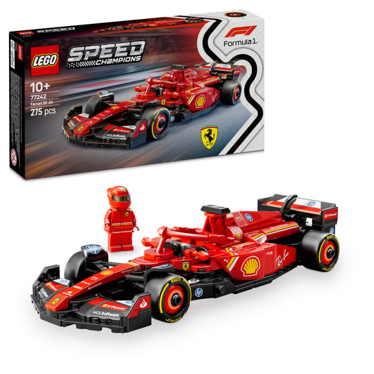 LEGO Speed Champions Ferrari SF-24 F1 racing car - model car set with driver - model building for children - toy with 1 minifigure - collectible Formula 1 gift for boys and girls - 77242