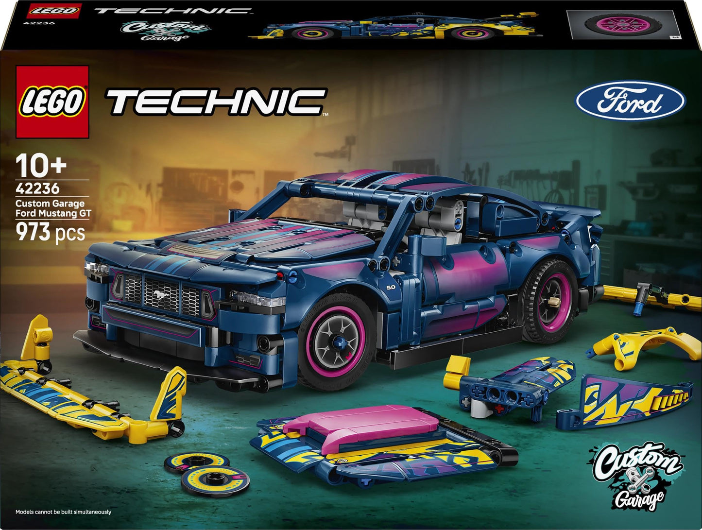 LEGO Technic Ford Mustang GT car from the tuning workshop - customizable toy car - speedster with steering and 8-cylinder piston engine - gift idea for children aged 10 and over - 42236