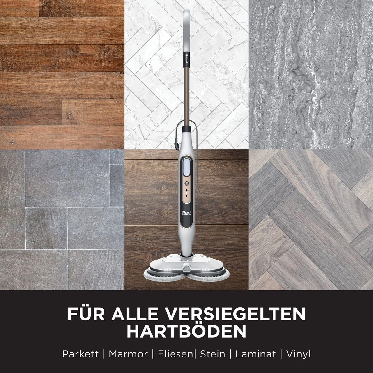 Shark Mop cu aburi, mop cu aburi automat cu Steam Blaster, S8201EU, Alb / Gri