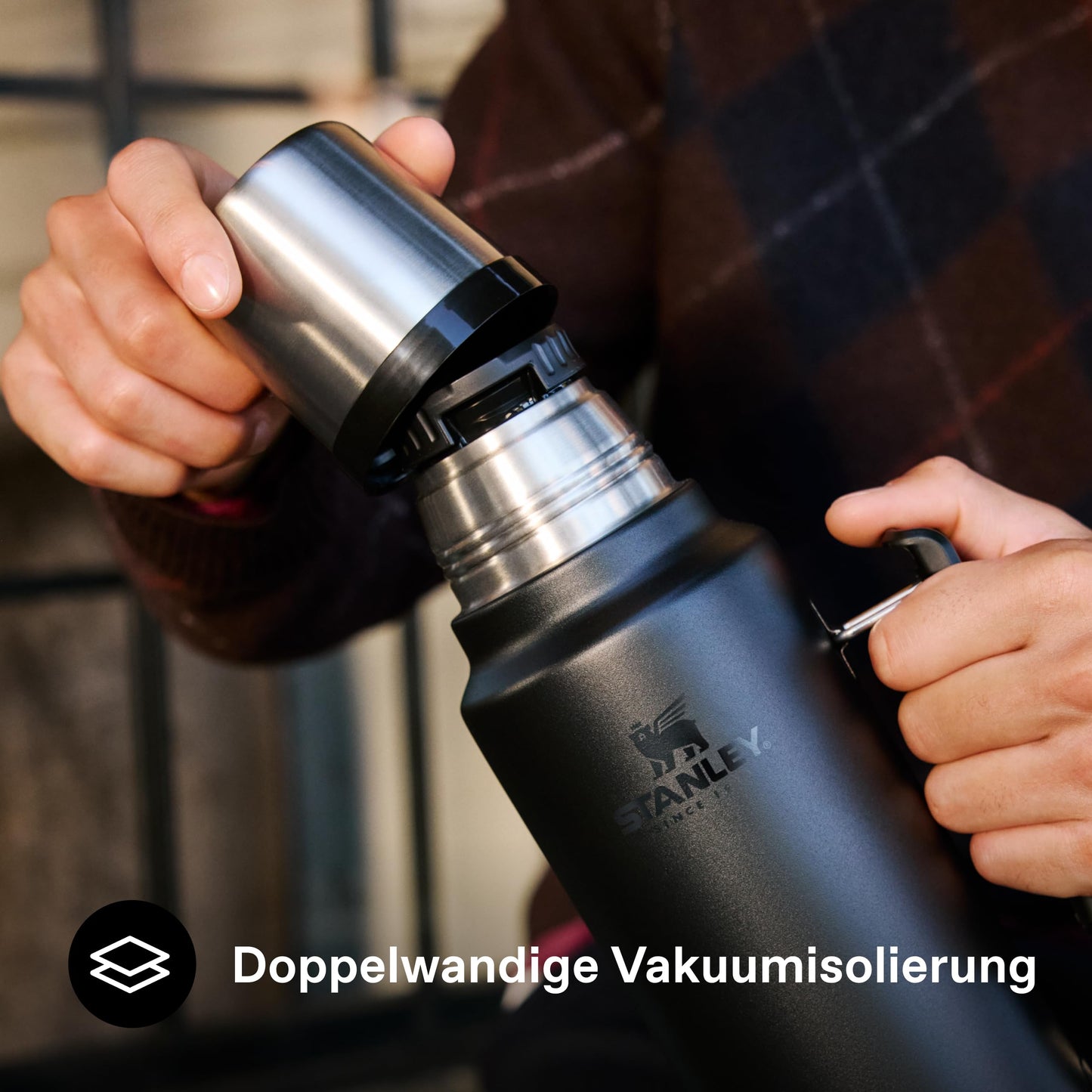 Stanley 1913 Classic Legendary Thermos Bottle 1.9L - Thermos Keeps Hot or Cold for 45 Hours - Stainless Steel Thermos Flask - BPA Free - Dishwasher Safe - Black 2.0 - 100000116022