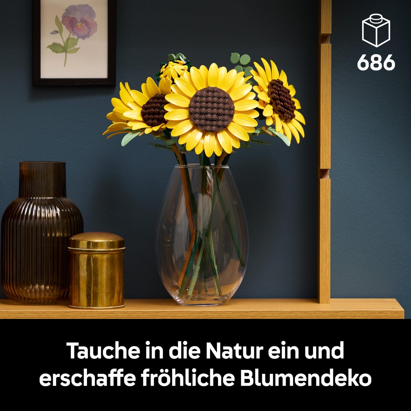 LEGO Botanicals Sunflower Bouquet - Artificial Flower Set for Adults - Artificial Sunflowers & Eucalyptus Branches for Decoration in the Living Room or Bedroom - DIY Gift Idea for Women - 11502