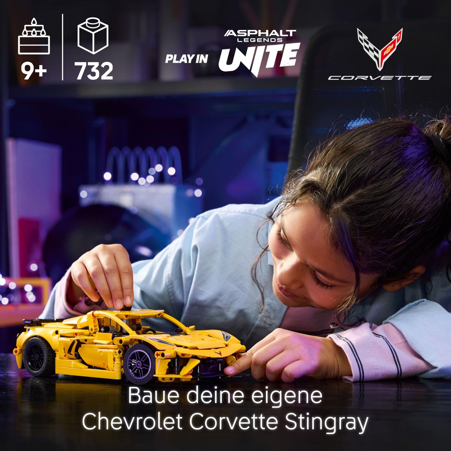 LEGO Technic Chevrolet Corvette Stingray - building toy to collect - toy sports car - model car - gift for boys and girls aged 9 and up who love toy cars 42205