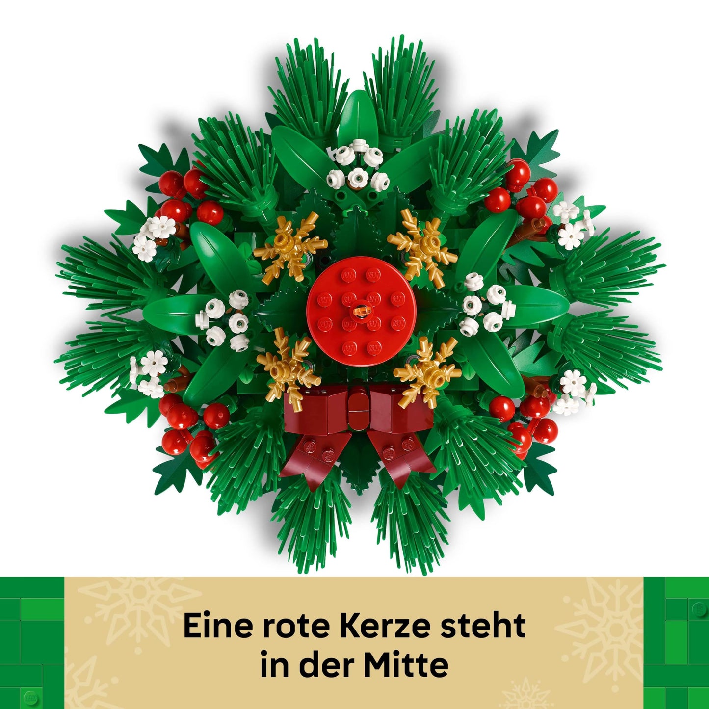 LEGO Christmas arrangement - DIY table decoration and candlestick with berries, stars, leaves - craft set for children and family - Christmas gift for girls and boys aged 12 and over - 40743