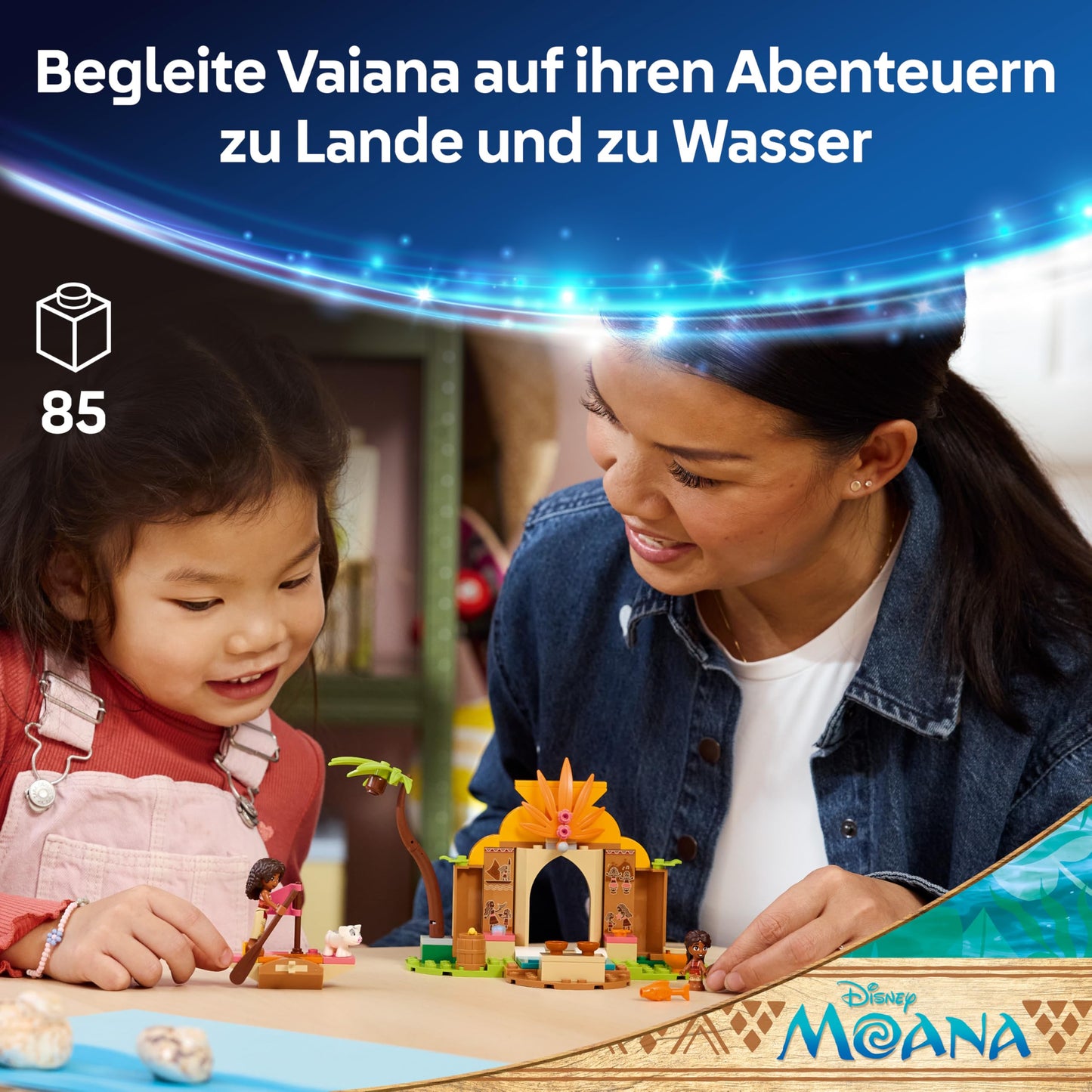 LEGO ǀ Disney Moana Vaiana's hut and boat - educational toy with 2 mini dolls and Pua animal figure - birthday gift for girls and fans aged 4 and over - 43282