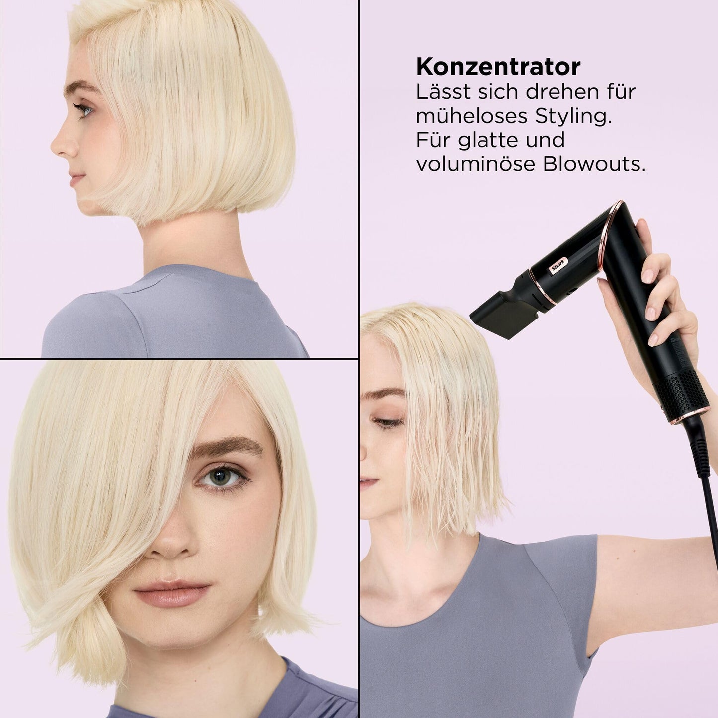 Shark FlexStyle 3-in-1 Air Styler & Hair Dryer, Auto Wrap Curl Attachment, Oval Brush, Concentrator, No Heat Damage, Black/Rose Gold, HD426EU