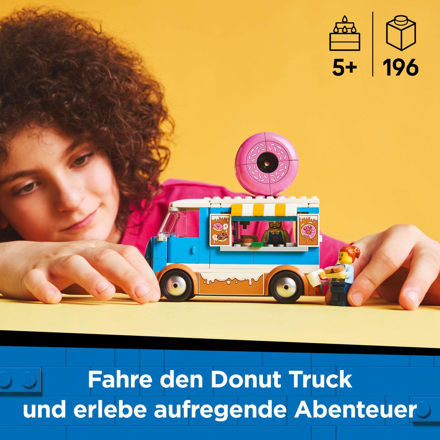 LEGO City Donut Truck - toy food truck with 2 police minifigures - building toy for boys and girls aged 5 and up - gift idea for birthdays and holidays 60452