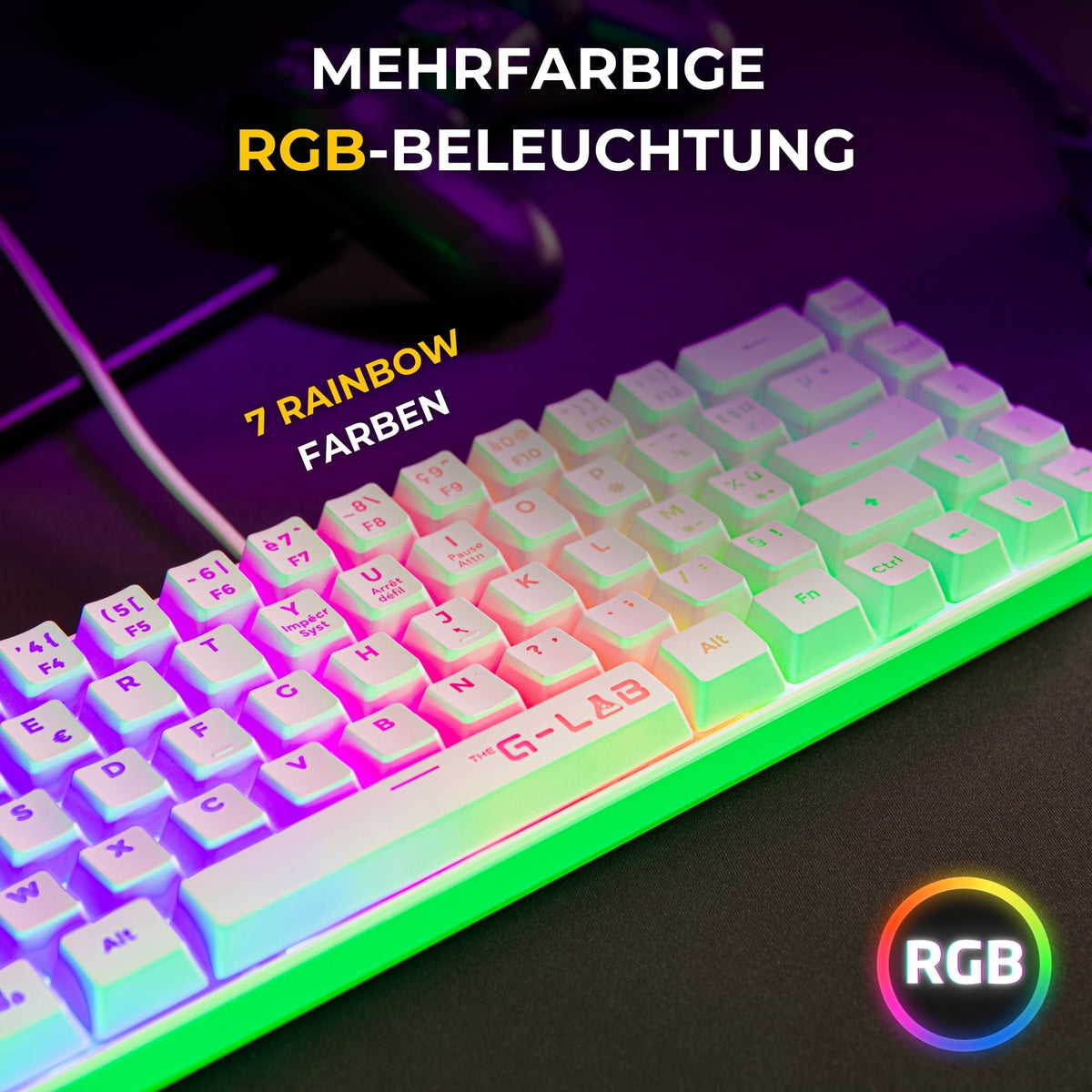 The G-Lab Combo Hydrogen - Gaming Keyboard and Mouse Set White QWERTZ DE - COMBO-HYDRO-W