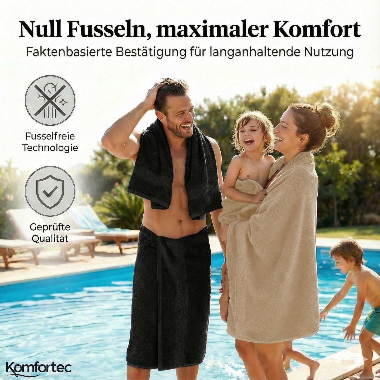 Komfortec set of 8 towels, 4 bath towels 70x140 cm & 4 hand towels 50x100 cm, 100% cotton terry cloth, fluffy and absorbent, black/beige - 4er-50x100-und-4er-70x140-schwarz-beige