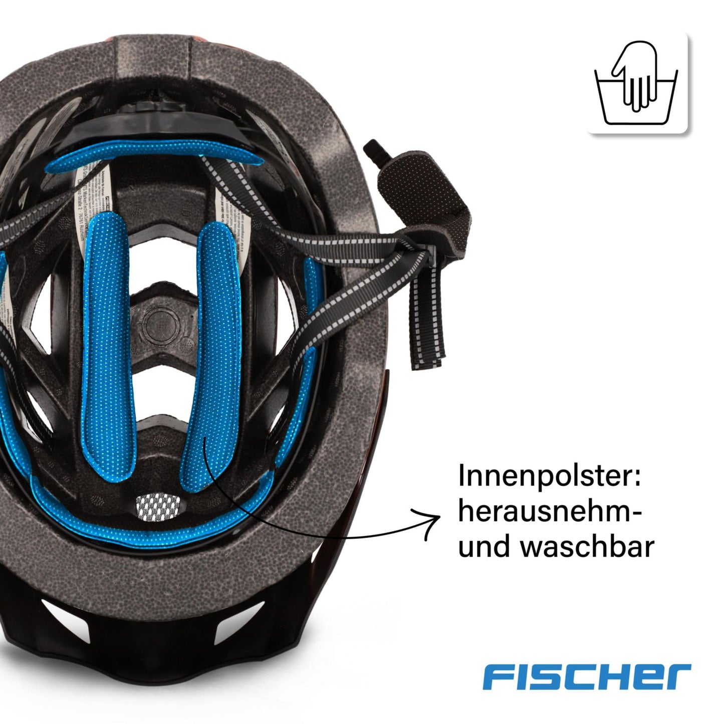Fischer adult bicycle helmet, cycling helmet, city helmet Urban Plus NY, S/M, 52-59cm, blue, with integrated LED rear light - 50448