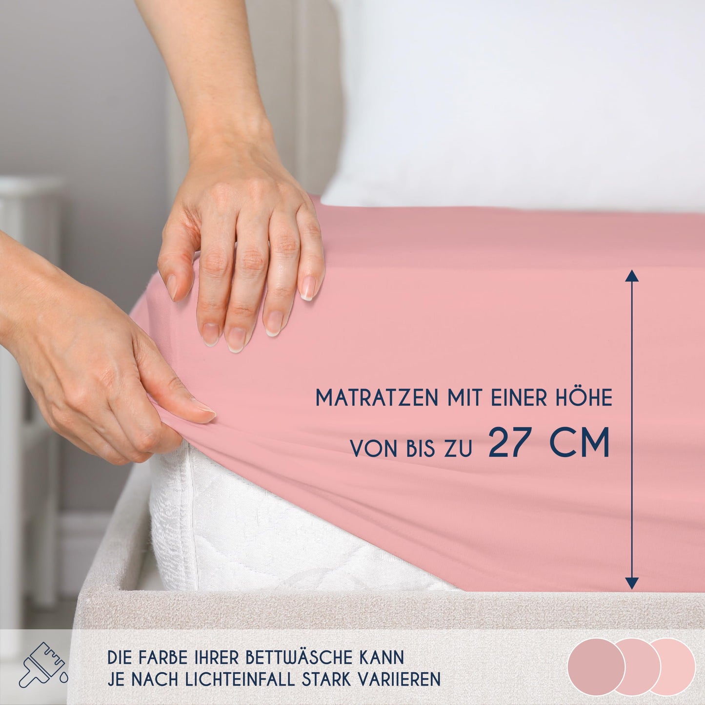 Dreamzie - fitted sheet 180x200cm - cotton Oeko Tex certified - pink - 100% jersey fitted sheet 180x200 - DHC_180x200_Pk_2
