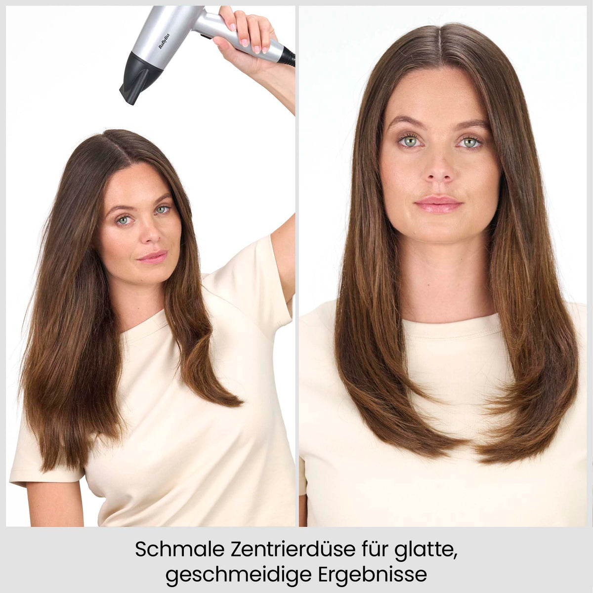 BaByliss Cosmos Uscător de păr ușor cu difuzor – 2100W Uscător puternic și elegant, tehnologie cu ioni împotriva frizz-ului, 3 niveluri de căldură și 2 viteze ale ventilatorului, argintiu, D580DE