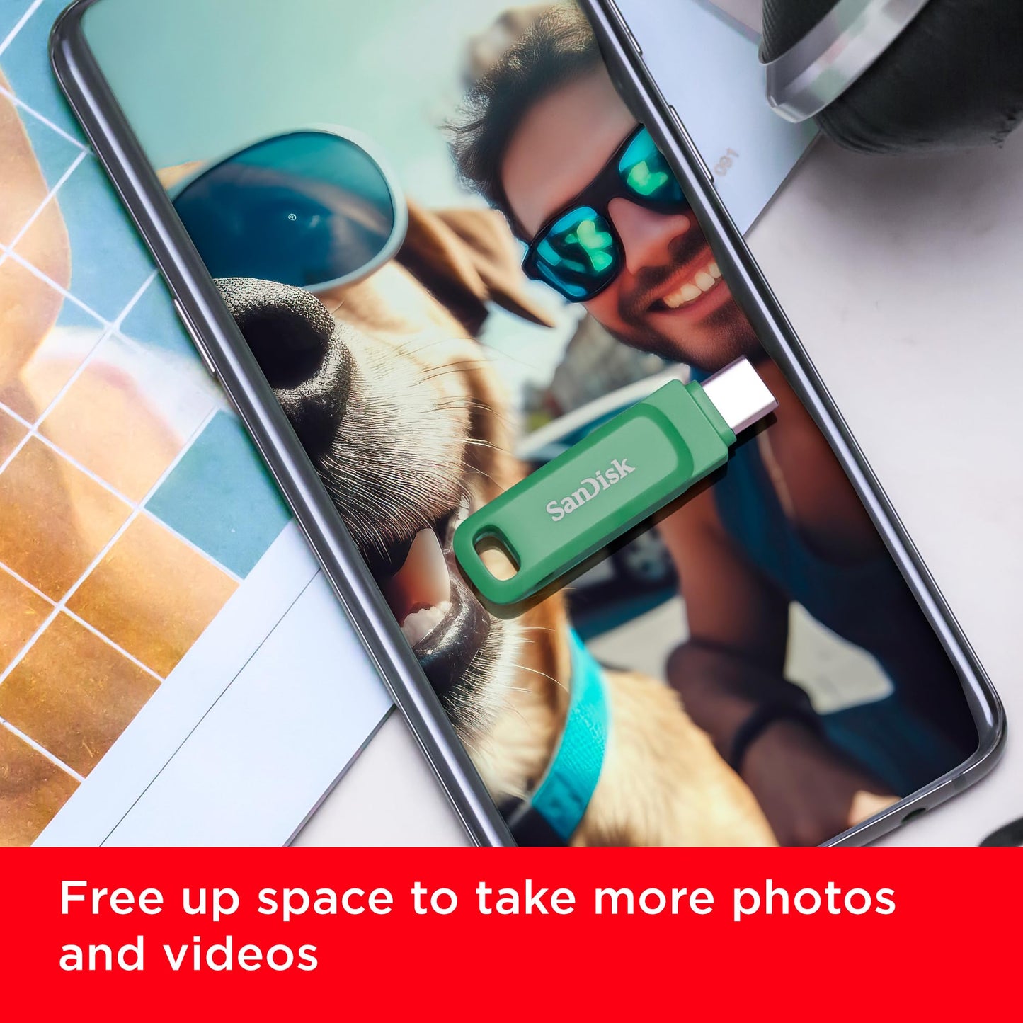 SANDISK Ultra Dual Drive Go 512 GB USB Type-C & Type-A (Android smartphone memory, USB Type-C & Type-A port, 400 MB/s reading, can be used as a key fob) Absinthe Green - SDDDC3-512G-G46AG