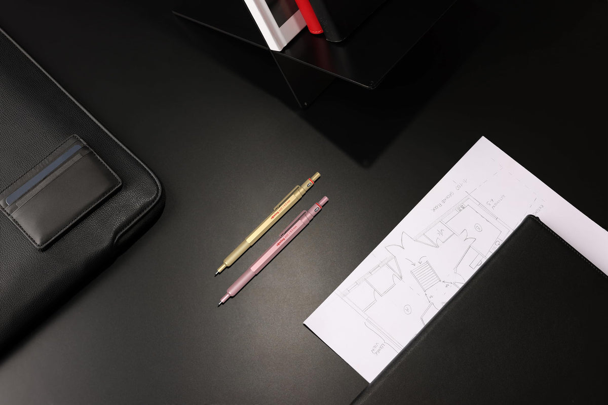 rOtring 600 Mechanical Pencil | HB Lead 0.5 mm | Twist Mechanism Pencil with Full Metal Body | Pearl White | Non-slip Knurled Grip Zone and Hexagonal Shaft - 2158795