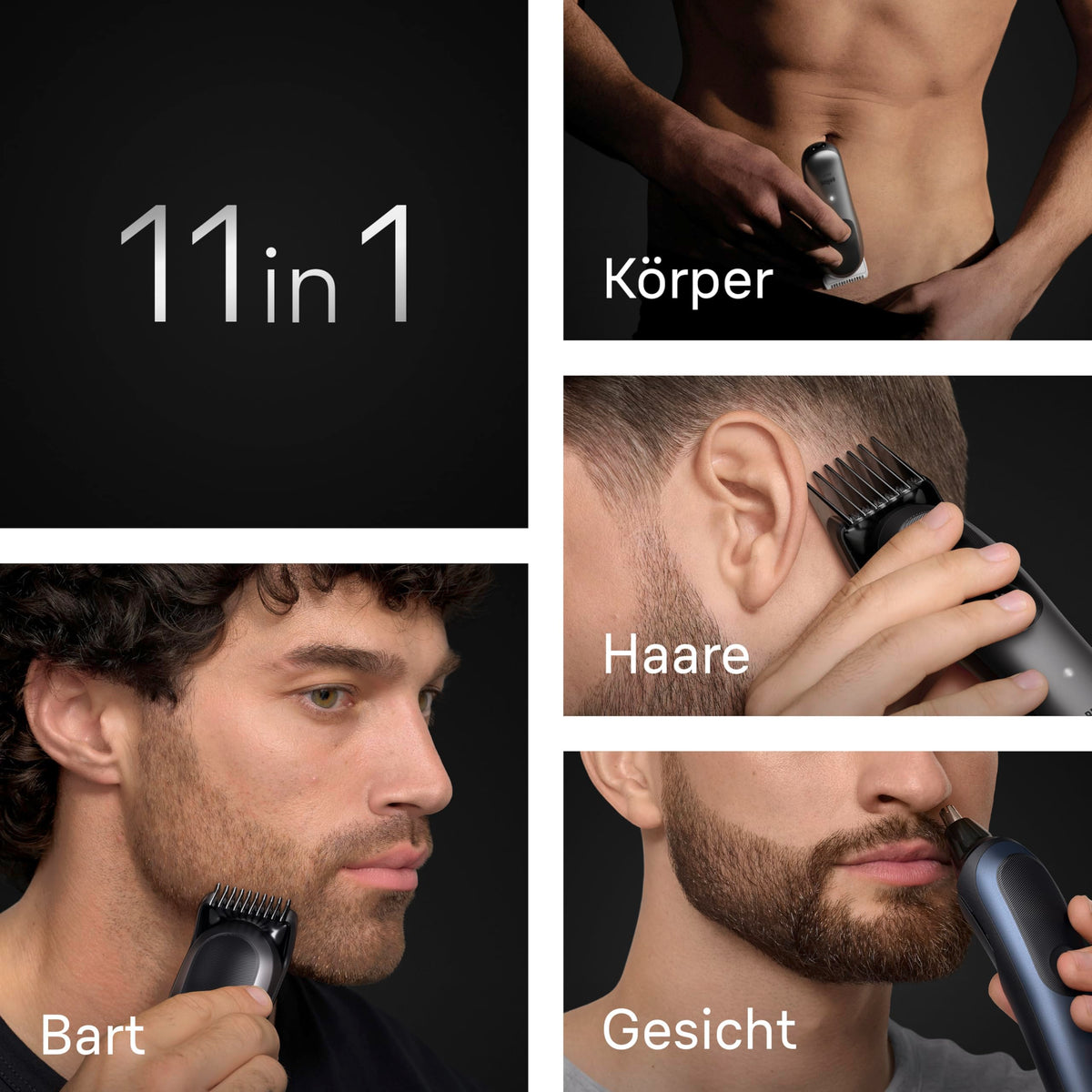 Set de îngrijire Braun Multigroom All-in-One Series 7, trimmer 11 în 1, AIO7540, albastru