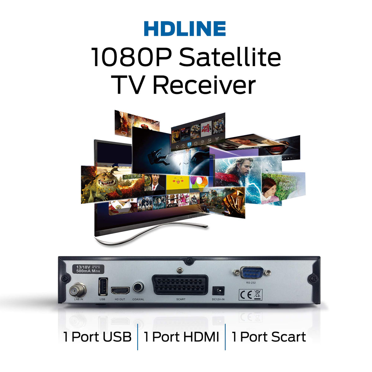 Receptor de satelit Hd-line 310 Receptor digital DVBS-S2 Full HD Receptor de satelit pentru HDTV Receptor de satelit TV HDMI - hd-310pvr
