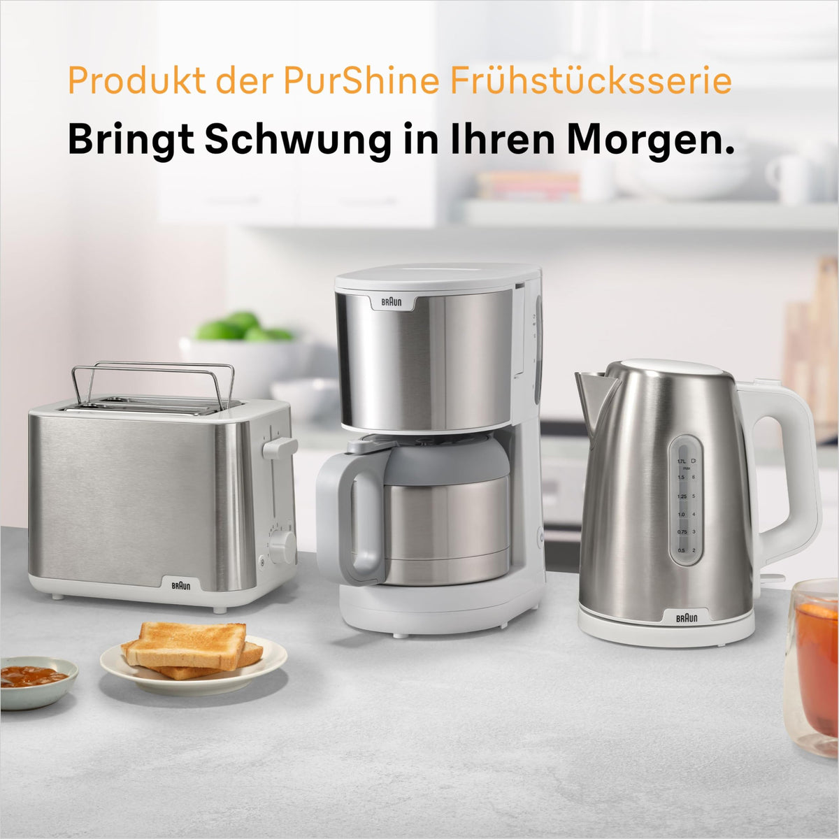 Braun PurShine KF1505 WH Filter Coffee Machine, 1.2L Stainless Steel Thermal Carafe for up to 9 cups, OptiBrew System, Drip Stop Function, Swivel Filter Basket, Automatic Shut-off, 1000W, White - KF1505WH