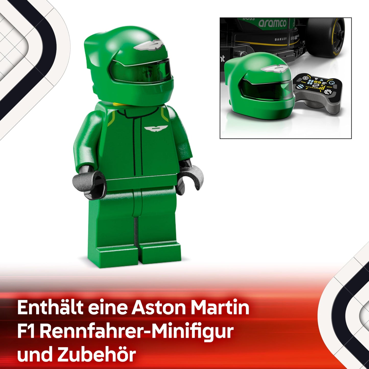 LEGO Speed Champions Aston Martin Aramco F1 AMR24 racing car - toy with Formula 1 minifigure to collect - buildable model car for boys and girls aged 10 and over and adult motorsport fans 77245