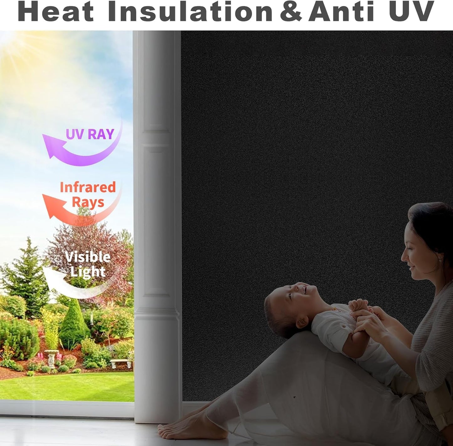 Antrect window film opaque from the outside, sun protection film window inside, window film blackout, film window privacy protection 60x400cm - HO-fenster