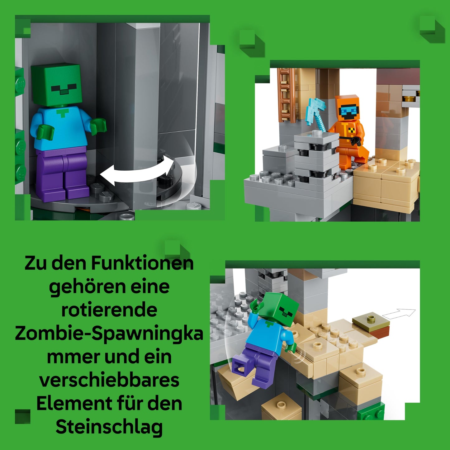 LEGO Minecraft Zombie Dungeon - building toy for role-playing games - Minecraft playset for boys and girls aged 8 and up with 3 zombies, a warrior and video game accessories - 21587