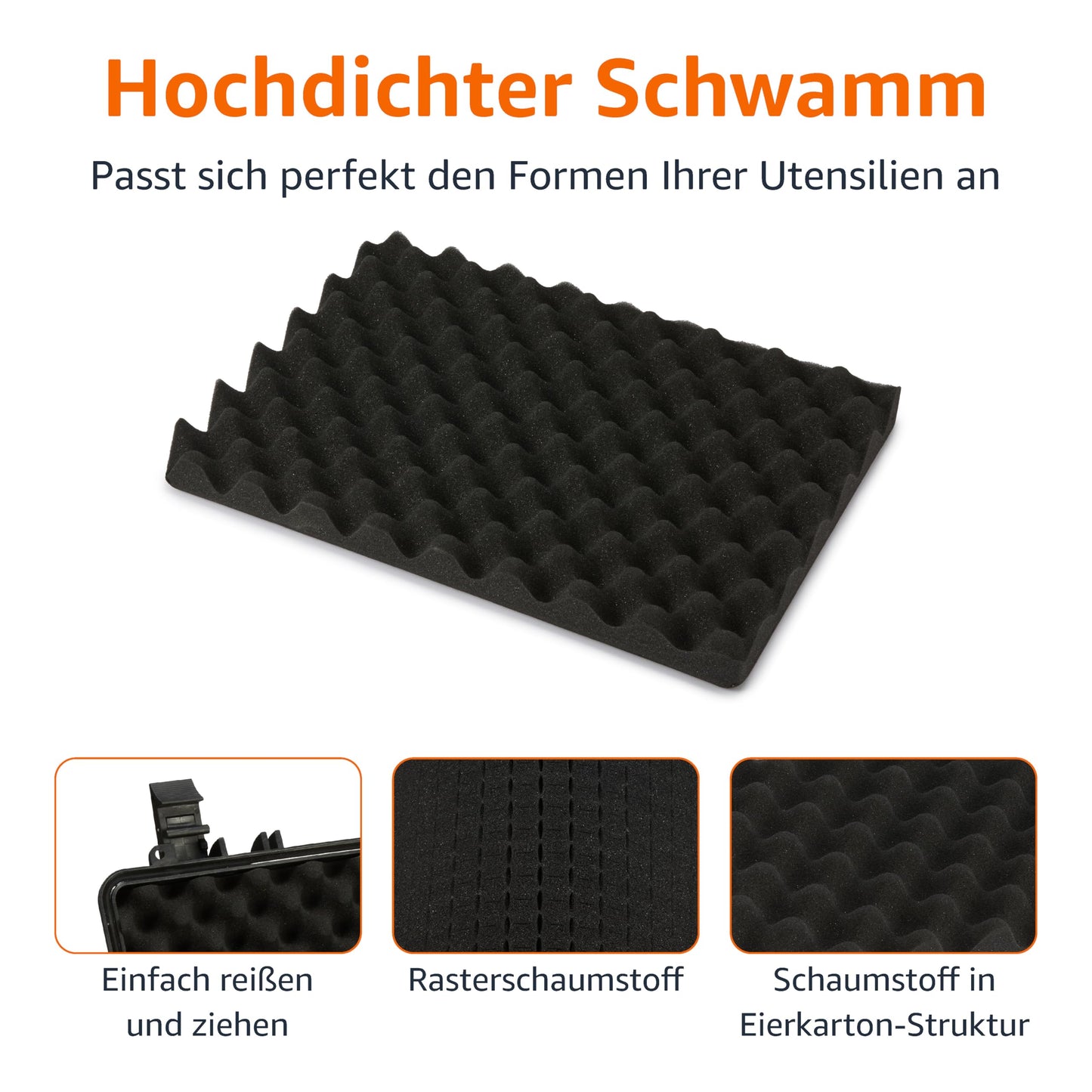 Amazon Basics Medium Protective Portable Hard Camera Case with Adjustable Fit Foam for Drones, Cameras, Lenses and Accessories, Waterproof, Shockproof, 43.6 x 37 x 16.7 cm, Black - WXD0583WD