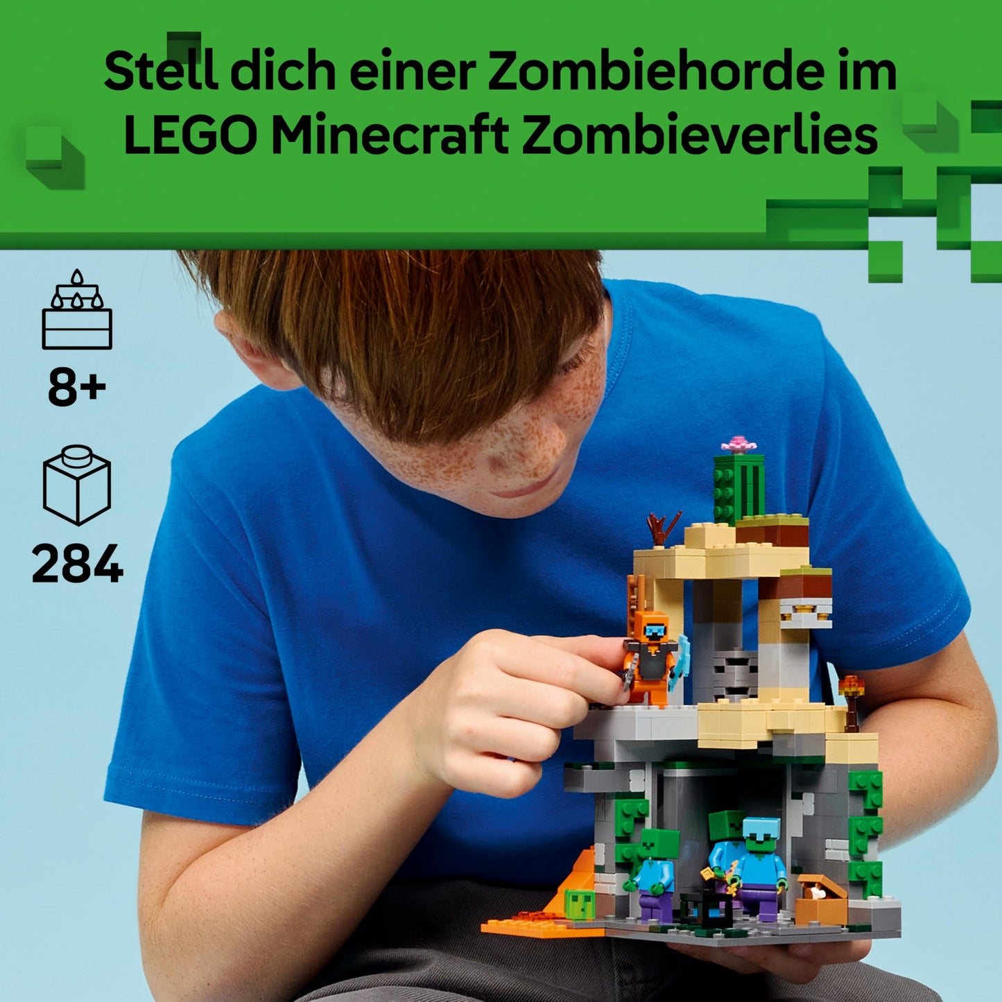 LEGO Minecraft Zombie Dungeon - building toy for role-playing games - Minecraft playset for boys and girls aged 8 and up with 3 zombies, a warrior and video game accessories - 21587