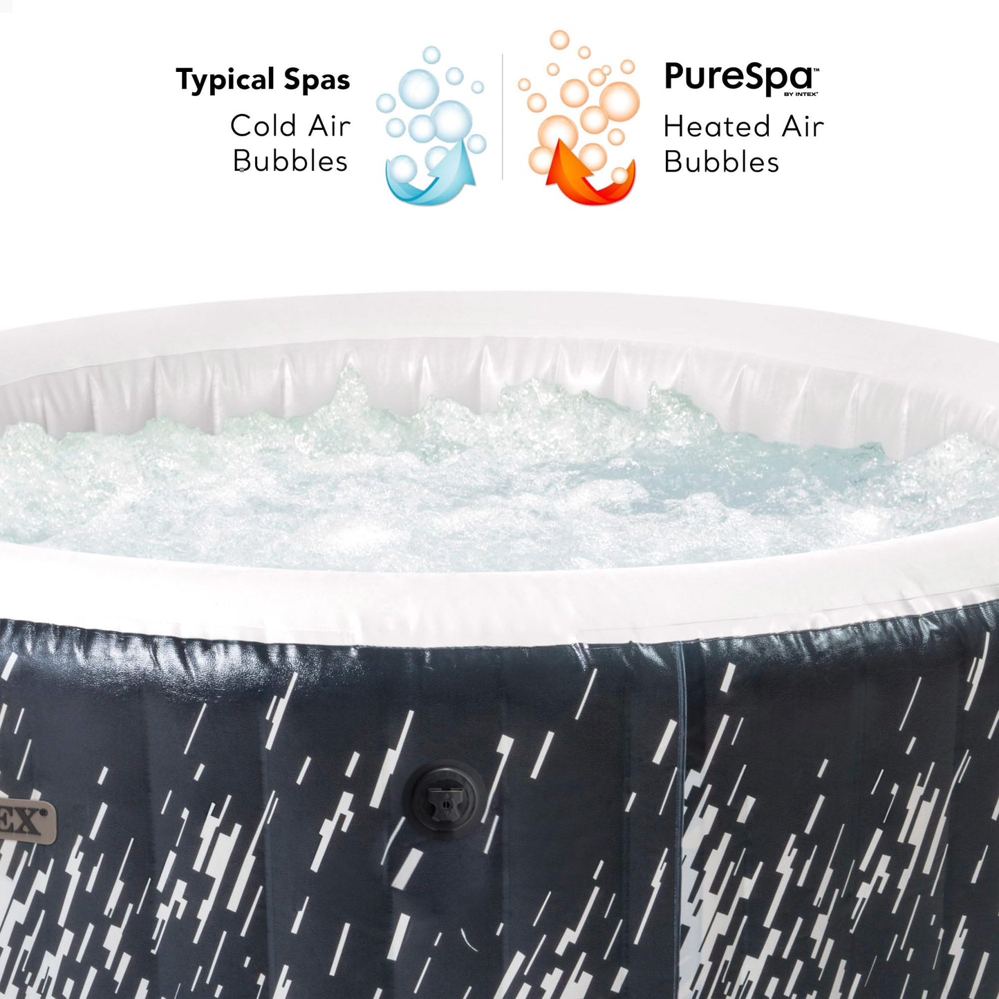 INTEX PureSPA Bubble Glow Deluxe inflatable indoor & outdoor whirlpool for 4 people with ambient light (196x71cm) water softening & salt water system - 140 massage jets - 2200 W heating system (28494NP)