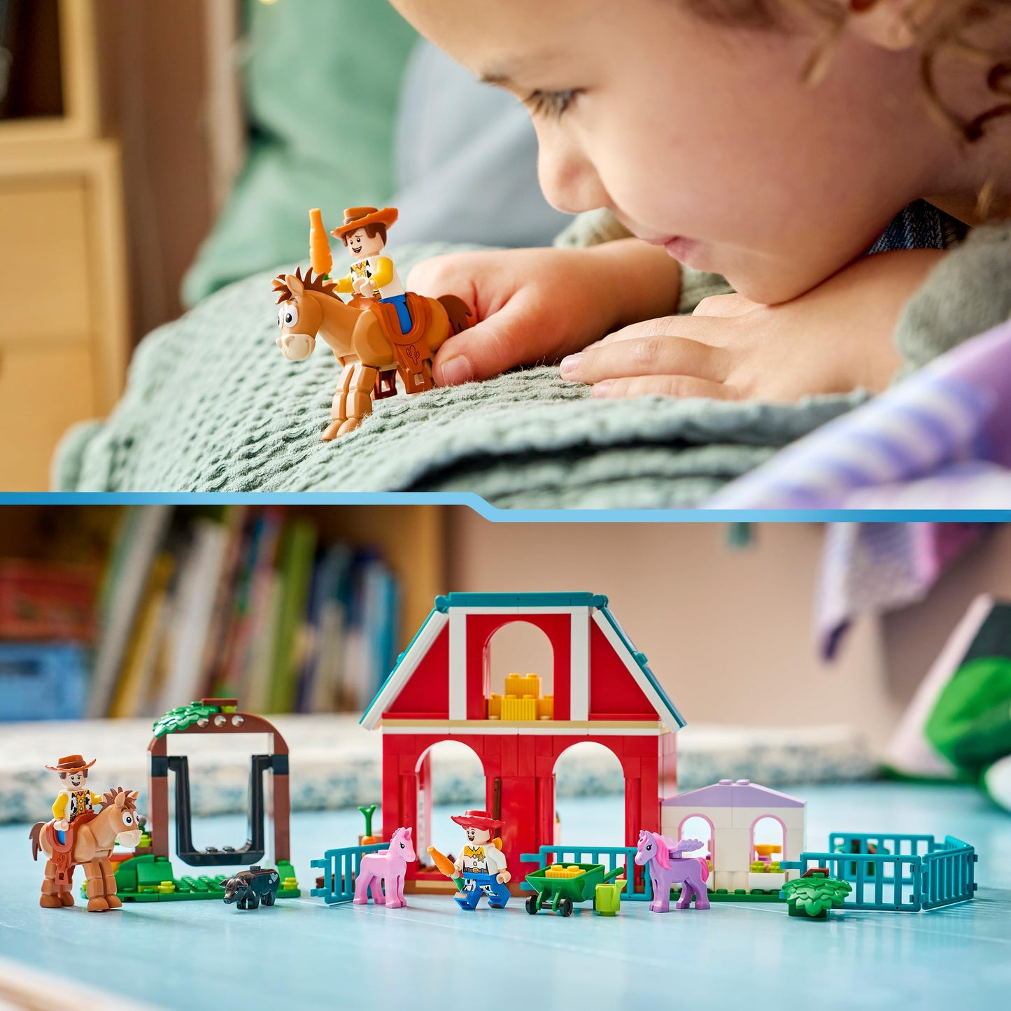 LEGO ǀ Disney and Pixar Toy Story 5 Blazes Horse Ranch Toy - Incl. Woody & Jessie Minifigures - 2 Horses, Pegasus & Pig Animal Figures - Gift for Girls, Boys from 4 Years & Fans - 43304