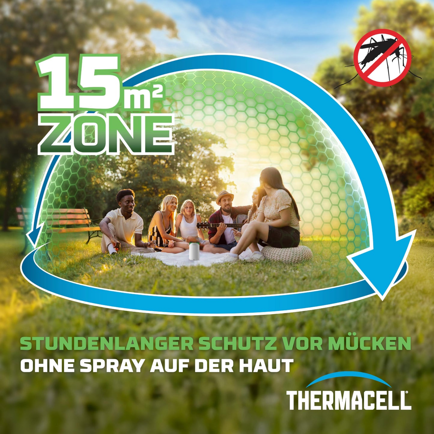 Thermacell mosquito repellent Protect, innovative and decorative mosquito repellent standing device in a modern design, for garden, terrace and camping, white-green, 1 piece - 86601876