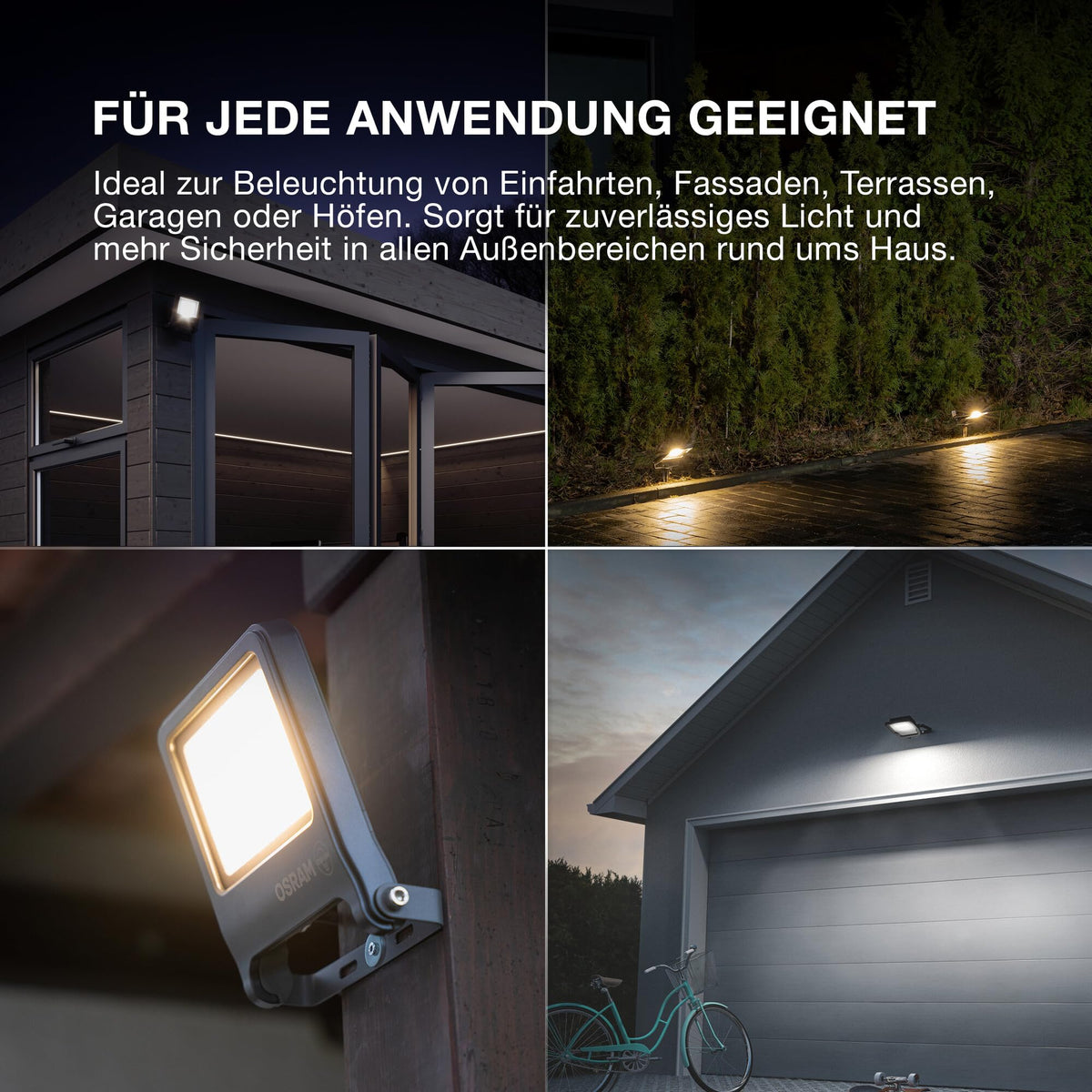 Osram ENDURA FLOOD PC 10W LED Floodlight, 3000K warm white, 1000 lumens, IP65 weatherproof floodlight, recycled aluminum, 110° angle, dark gray, 2-Pack - 4099854669491