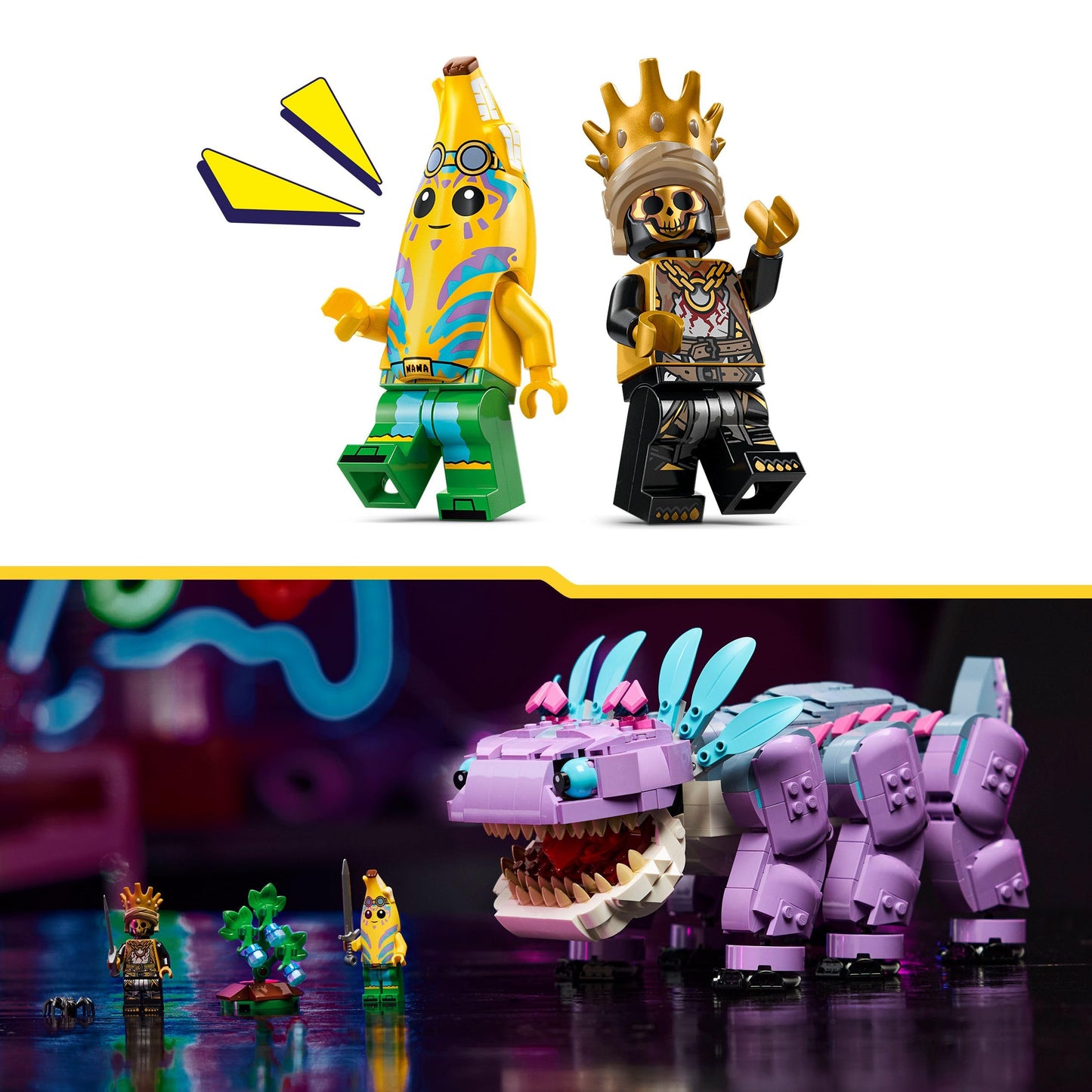 LEGO Fortnite Klombo gaming toy - play set with minifigures - dinosaur figure with island adventure scarf and ORO on Klombo's back - gamer gift for boys, girls and fans aged 10 and over - 77077