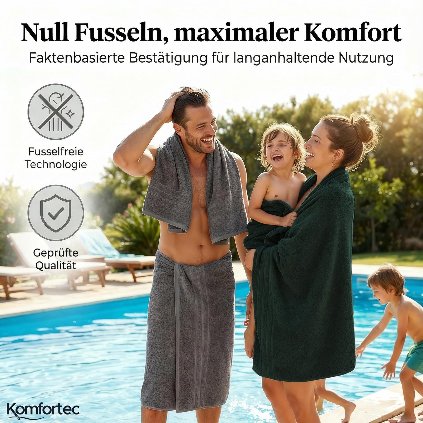 Komfortec 2 sauna towel set 80x200 cm, large sauna towels made of 100% cotton, sauna towels, fluffy and absorbent, quick-drying, anthracite gray/dark green - 2er-80x200-anthrazit-dunkelgrun