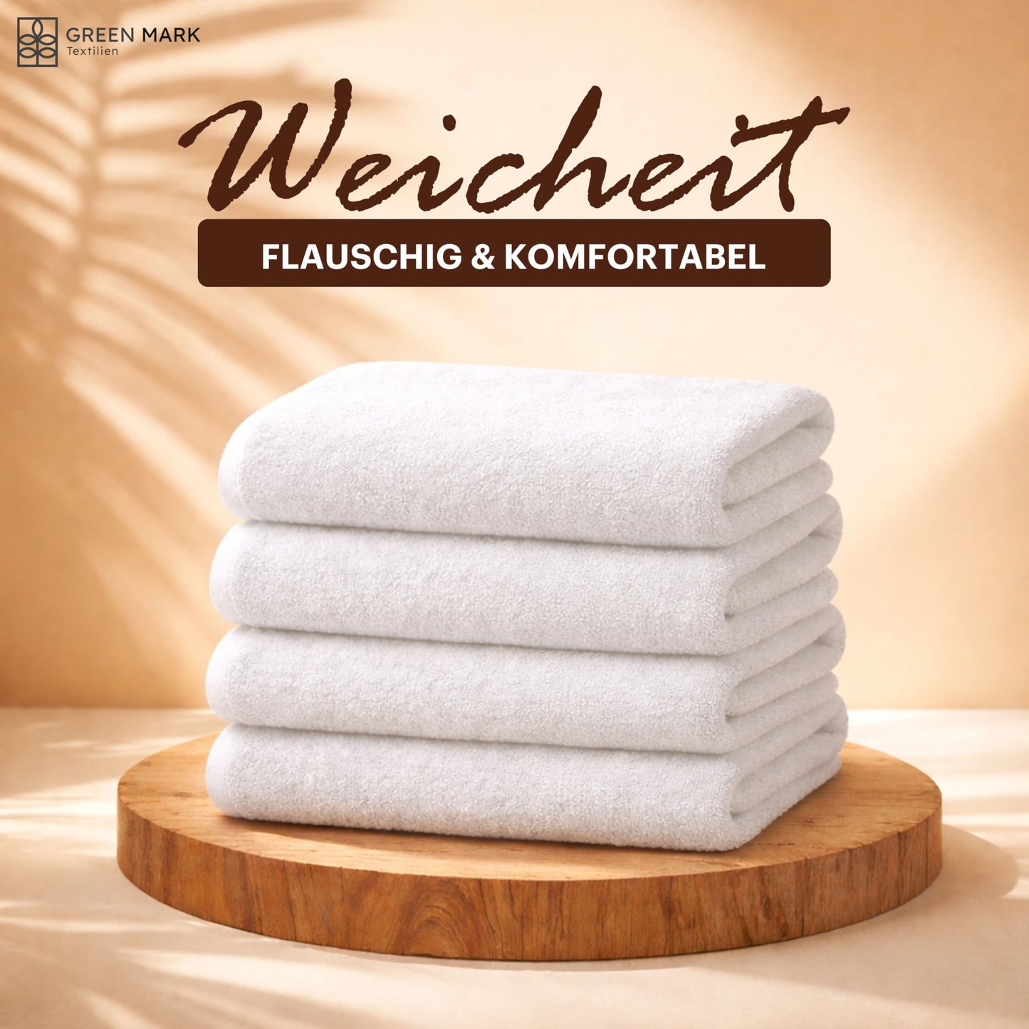 NatureMark 4-piece shower towel set - soft and absorbent shower towels made from 100% cotton, suitable for everyday use - white, 70x140 cm - NM-HT0721