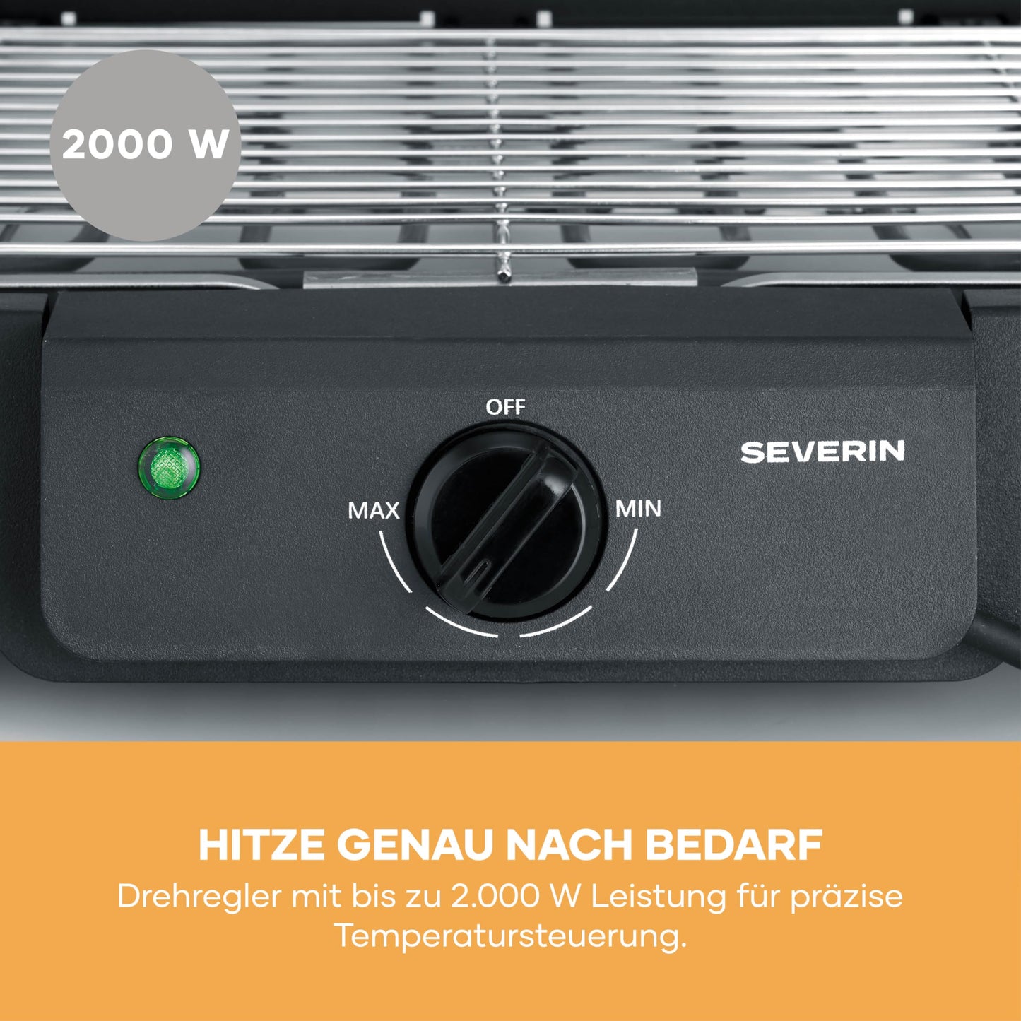 Severin electric grill, temperatures 35-200 degrees Celsius, quick heating, 38x22 cm, table grill with drip tray, stainless steel grill, balcony grill, easy to clean, 2000W, black, PG 8593