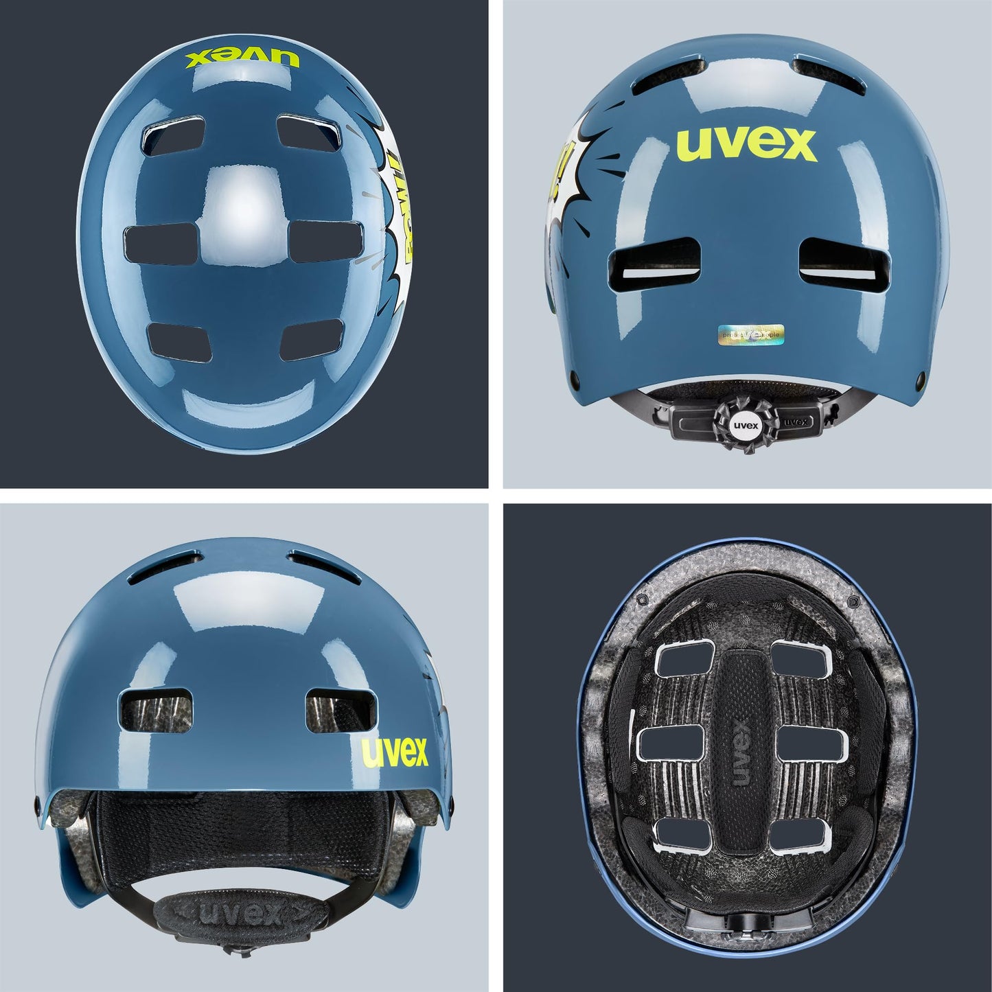 uvex Kid 3 - robust bicycle helmet for children - individual size adjustment - washable interior - Stone Blue pow - 51-55 cm - S414819