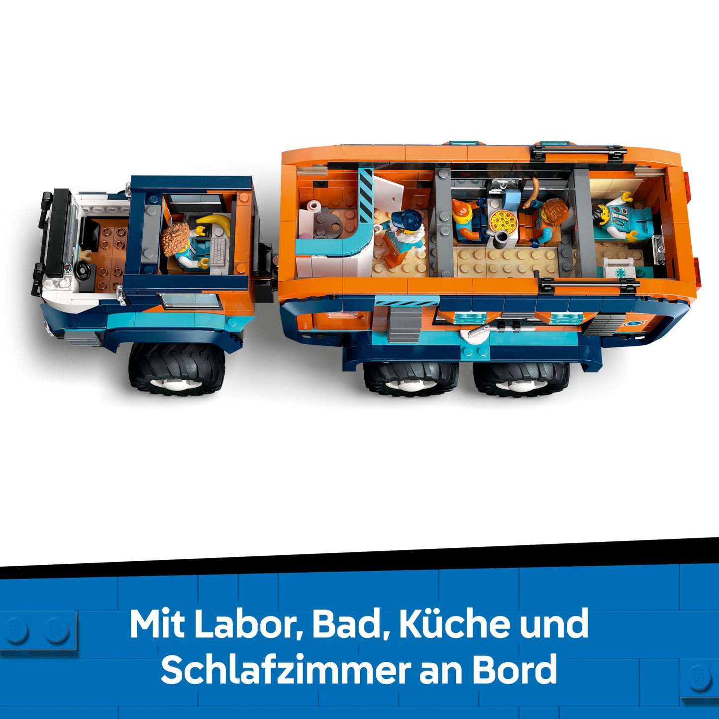 LEGO City Arctic truck with laboratory - building and play set - exploration vehicle with steering and suspension - including snow scooter, 5 mini figures and 3 wolf figures - gift for boys aged 8 and over - 60471