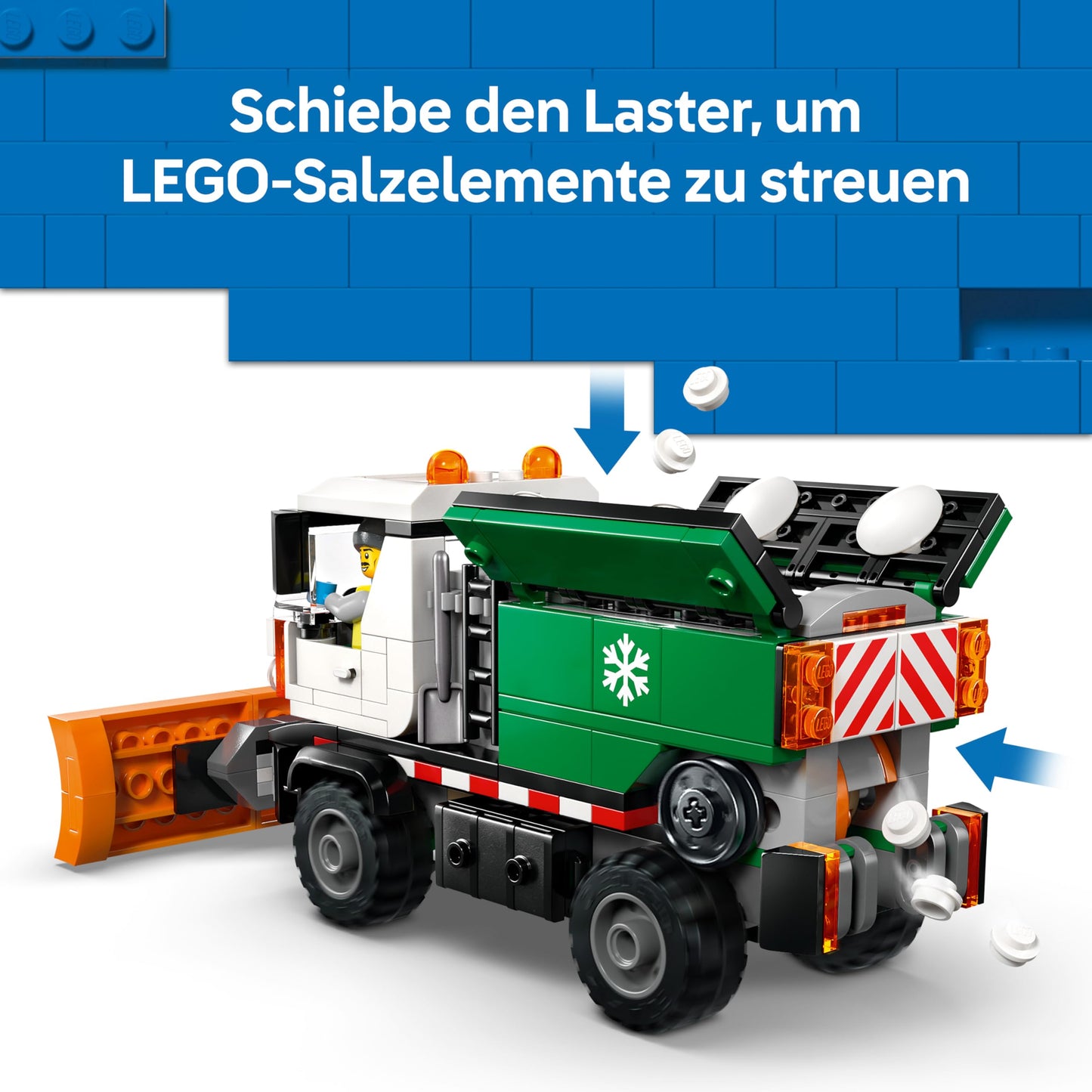 LEGO City snow plow - toy set with minifigure, tools and scatter function - birthday gift for boys aged 6 and over and technology fans - 60490