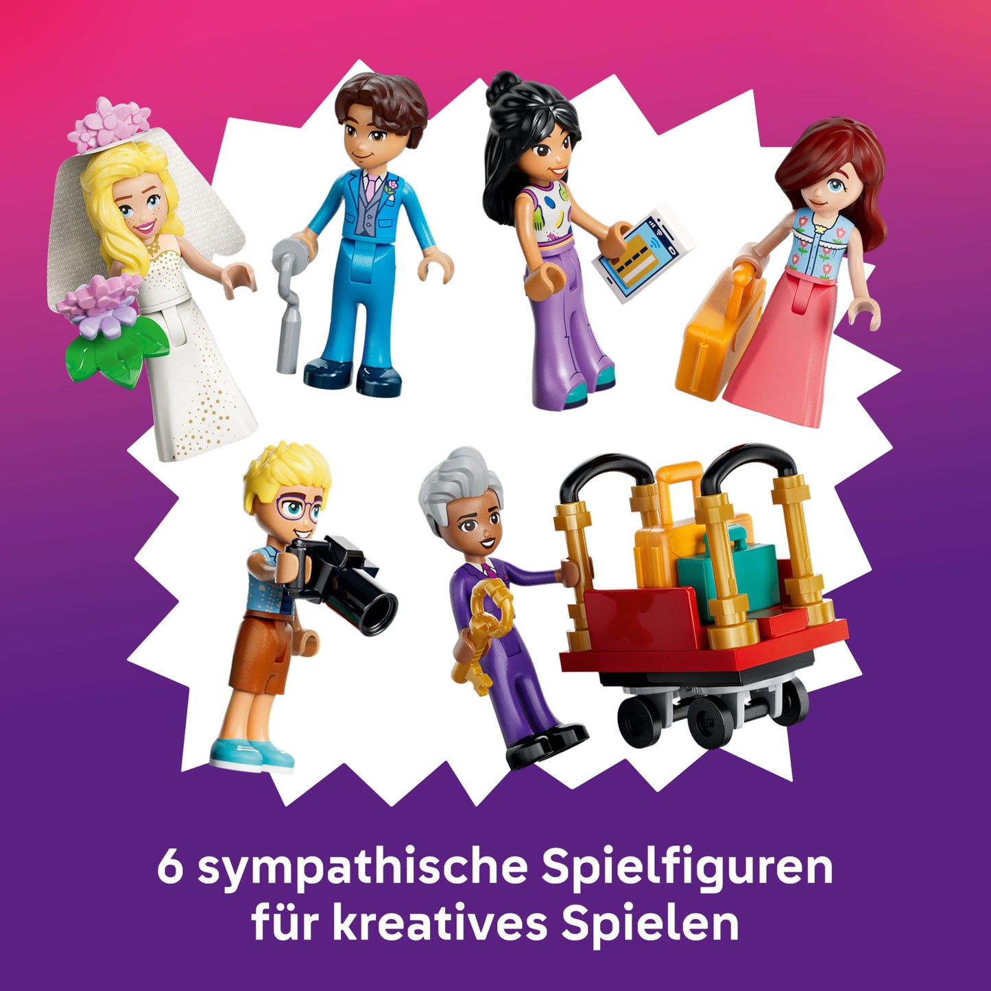LEGO Friends The Grand Hotel of Heartlake City - Miniature model with 6 minifigures, 2 animal figures & accessories - Children's room decoration - Gift idea for girls aged 9 and up - 42704