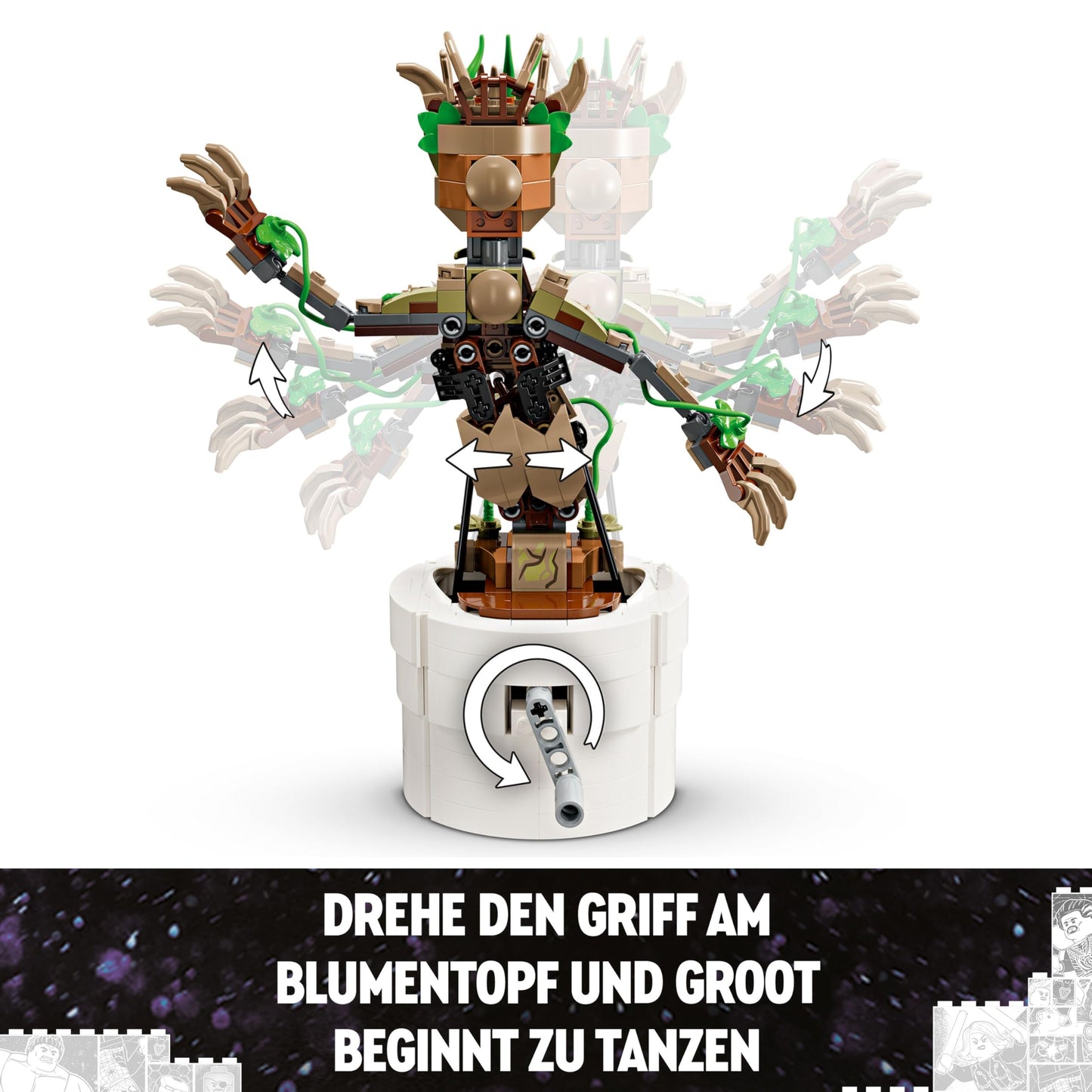 LEGO | Marvel Dancing Groot - Animated Minifigure of a Character from Guardians of the Galaxy - Interactive Playset - Creative Toy - Superhero Gift for Boys and Girls - 76297