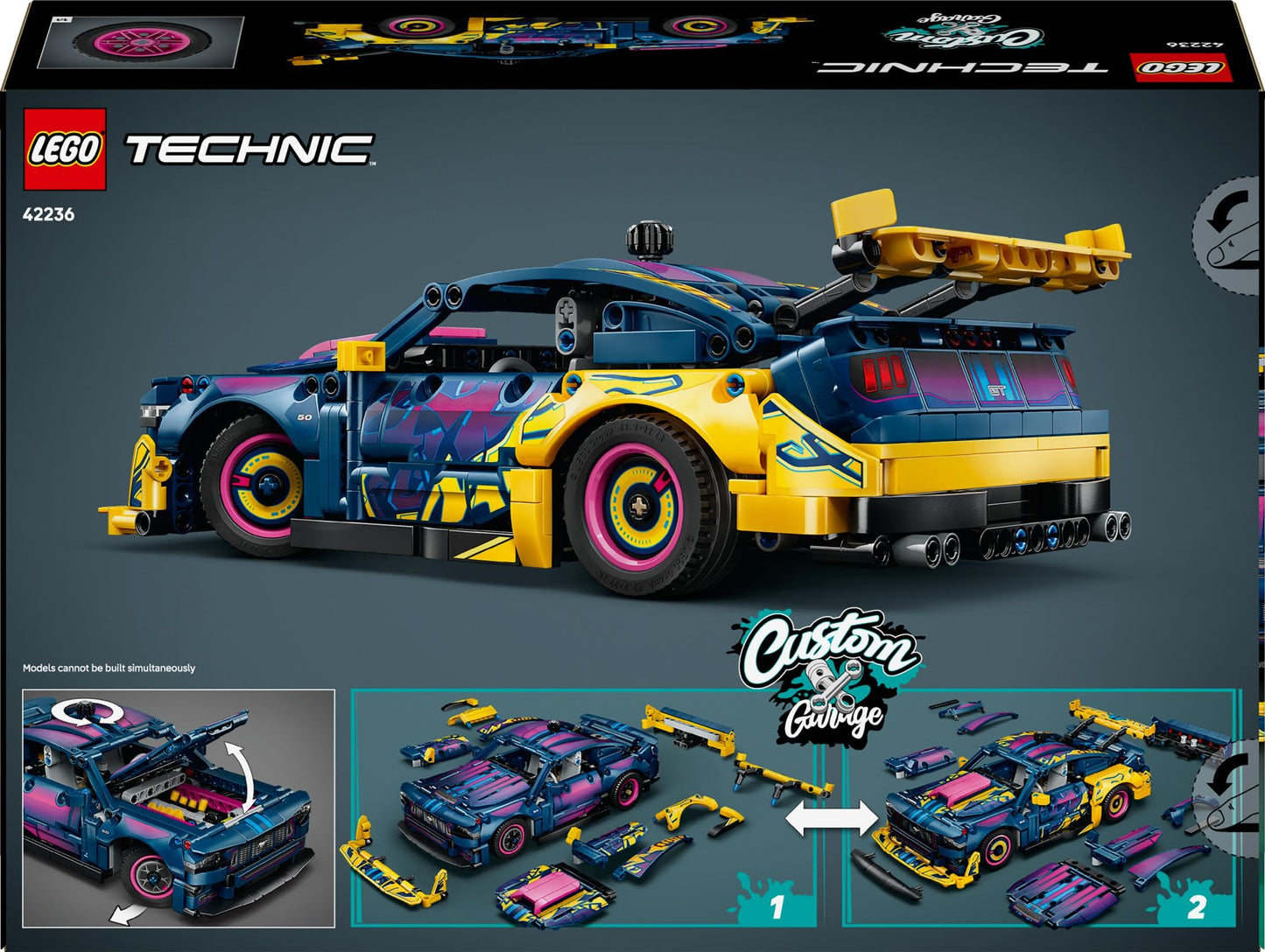 LEGO Technic Ford Mustang GT car from the tuning workshop - customizable toy car - speedster with steering and 8-cylinder piston engine - gift idea for children aged 10 and over - 42236