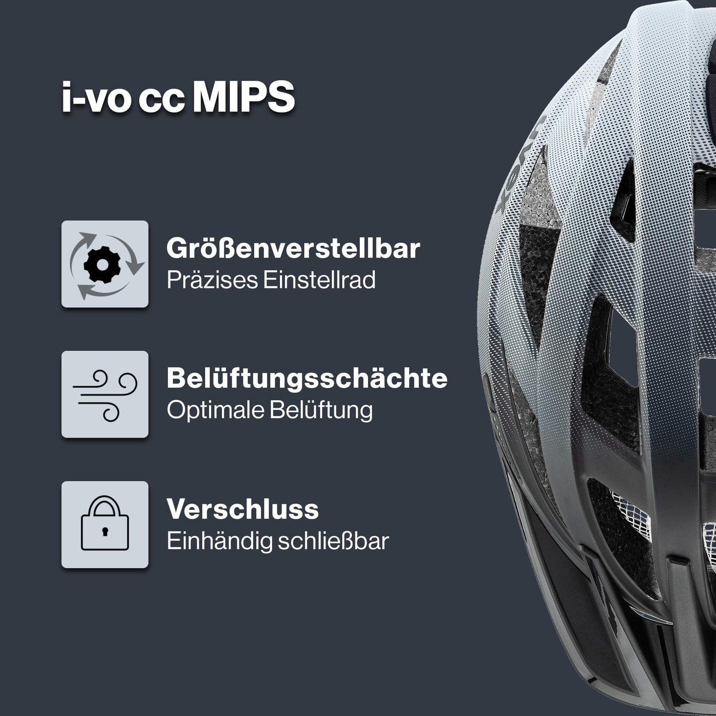 uvex i-vo cc MIPS bicycle helmet, Black-Cloud matt, 52-57 cm - S413613