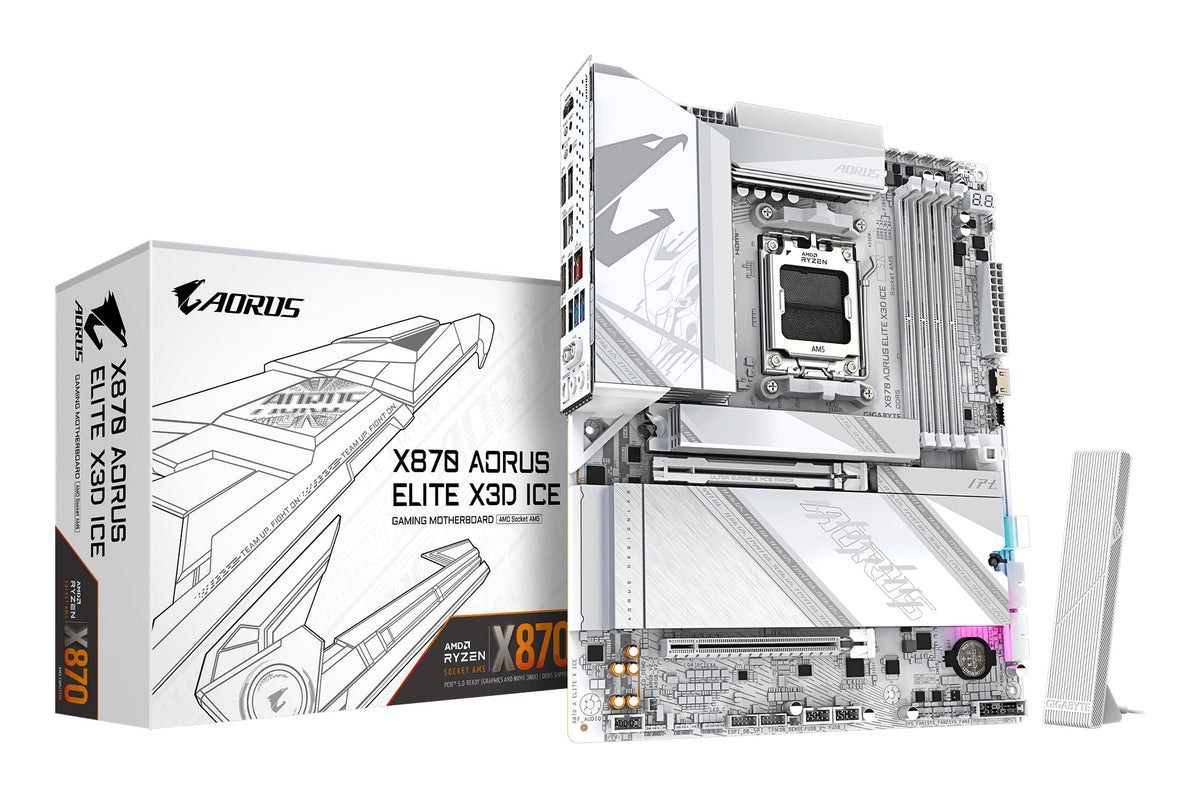 Placa de bază GIGABYTE X870 AORUS Elite X3D - Suportă procesoarele AMD Ryzen 9000, VRM digital cu 16+2+2 faze, până la 9000Hz DDR5 (OC), 2xPCIe 5.0 + 2xPCIe 4.0, Wi-Fi 7, LAN 2.5GbE, USB 4