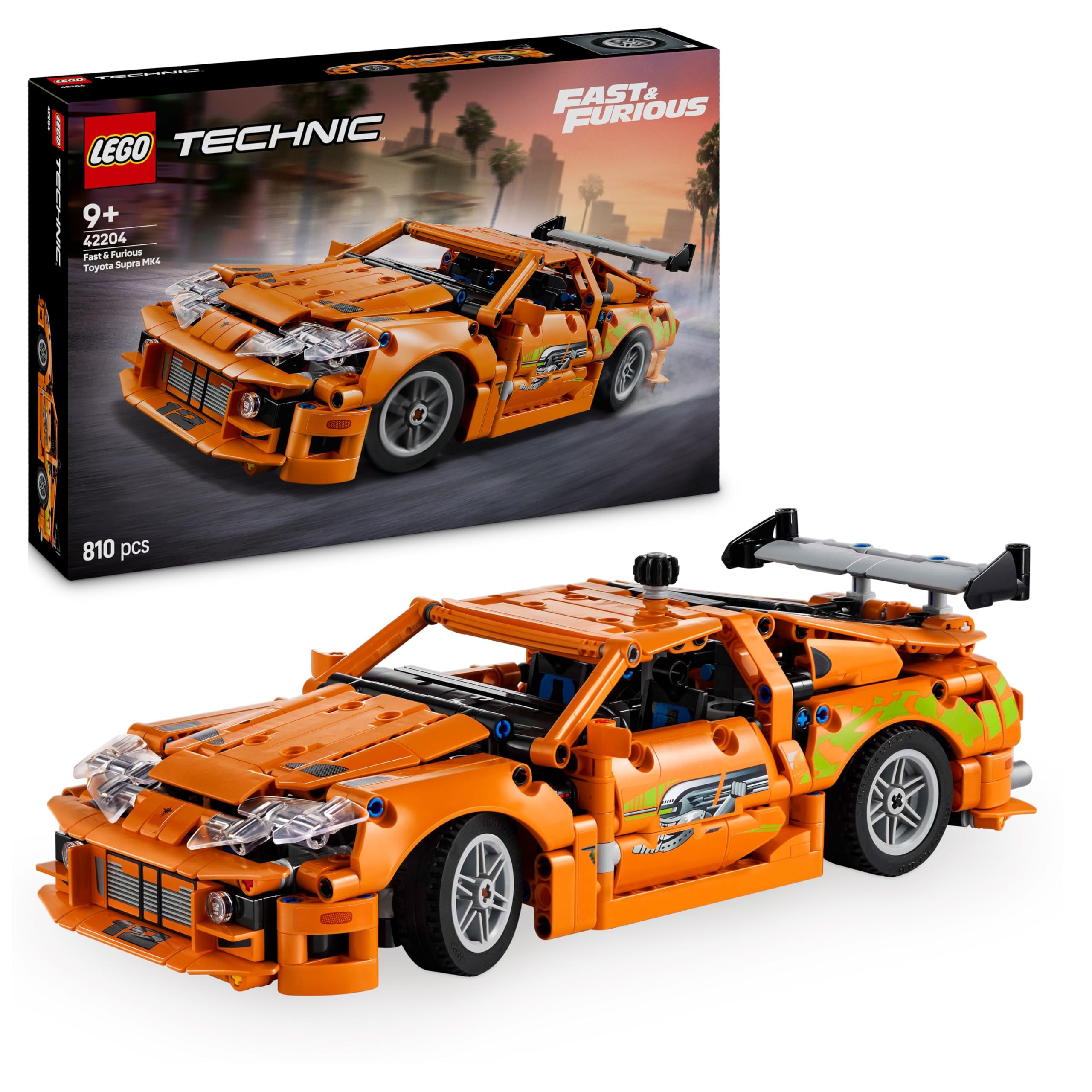 LEGO Technic Fast and Furious Toyota Supra MK4 - toy car - with 6-cylinder engine and opening doors - model set for boys and girls aged 9 and up - birthday gift idea 42204