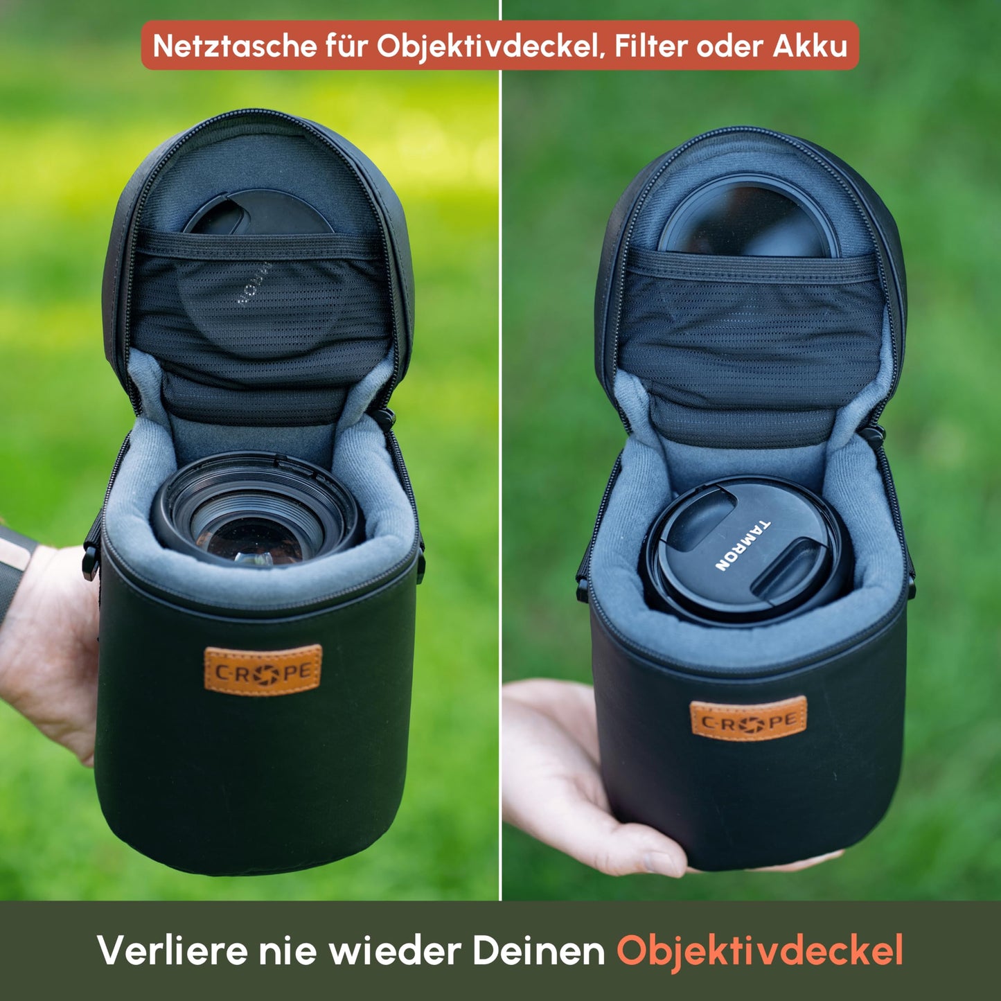 C-Rope waterproof lens bag with waterproof zipper - protective bag for camera lenses - premium lens bag - XS - CRP-PLB-XS-BLK