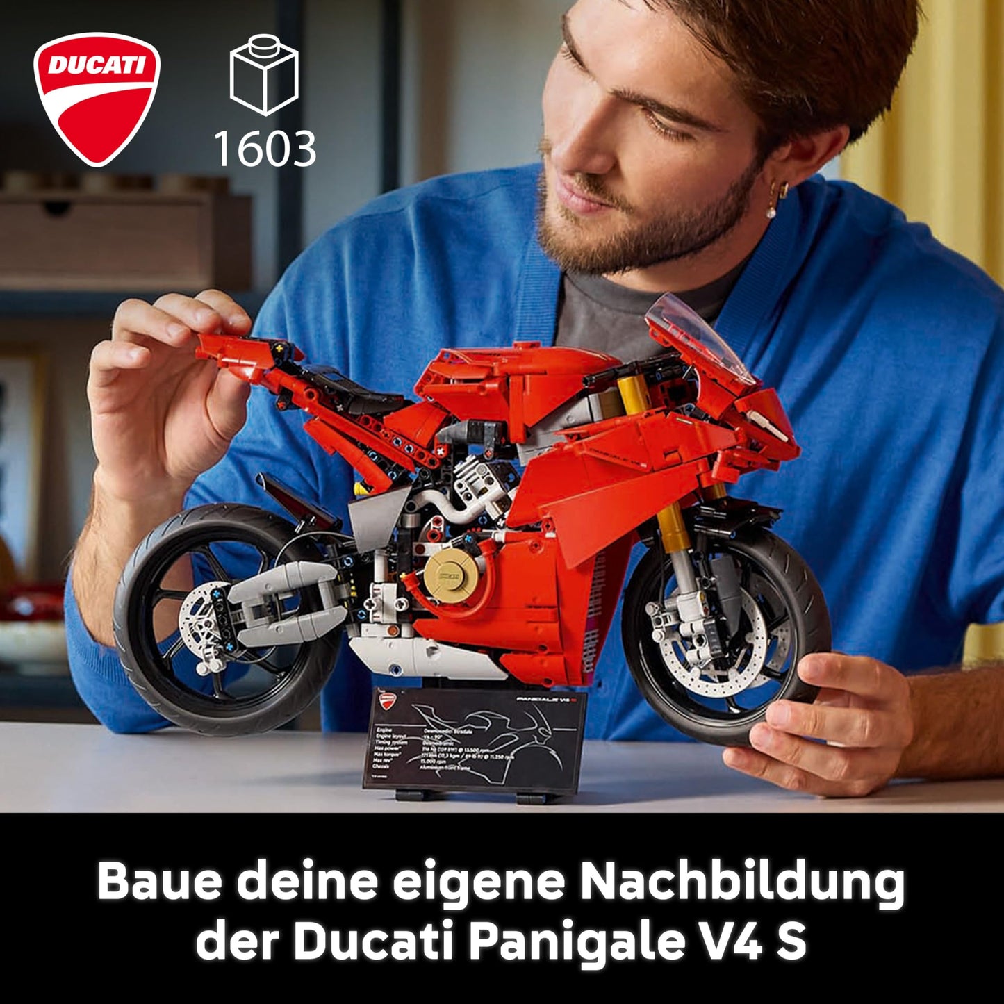 LEGO Technic Ducati Panigale V4 S Motorcycle, Buildable Motorcycle Model, Building Sets for Adults, Men and Women, Ages 18+, Gift Idea for Fans of Ducati and Motorcycles 42202